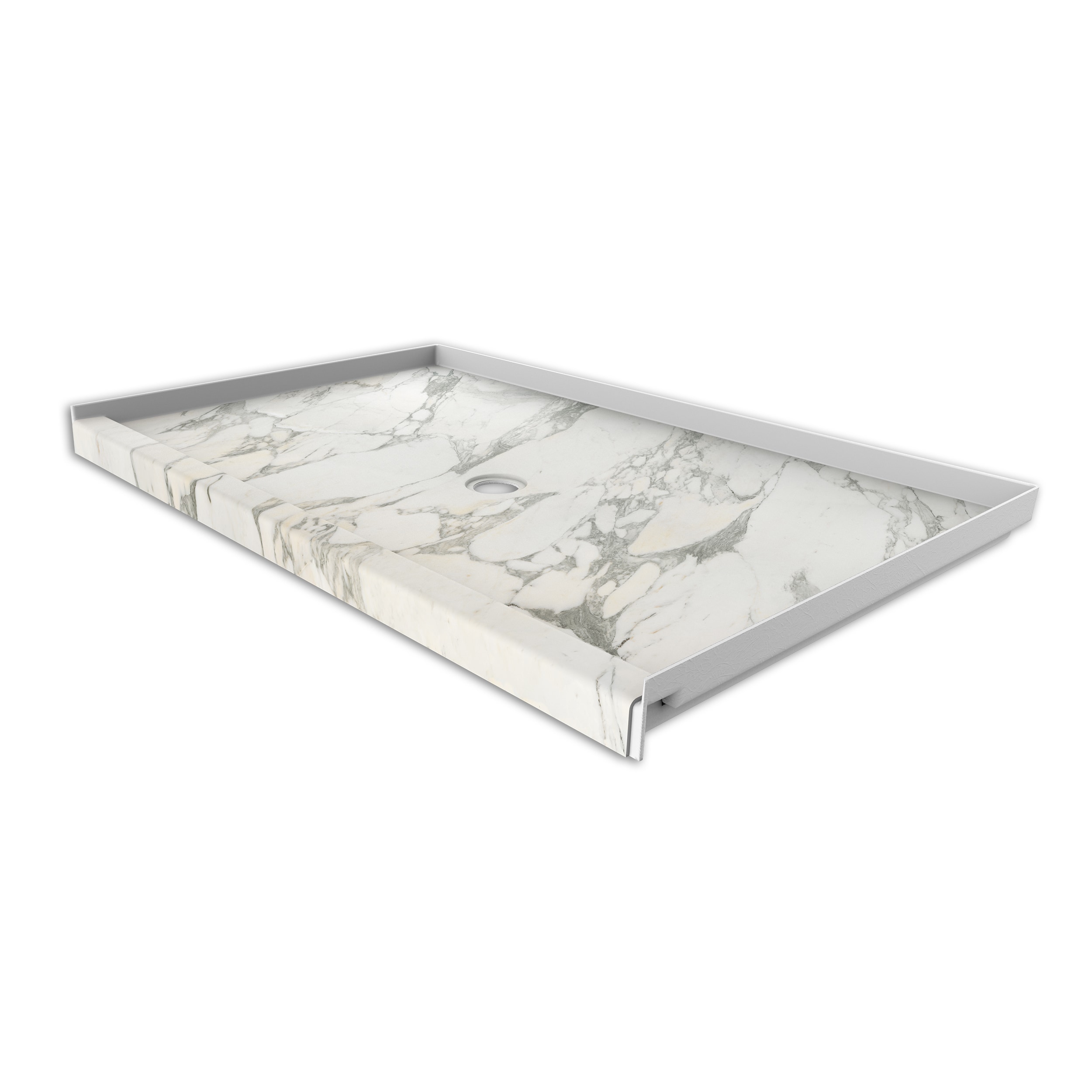 FlexStone FLXSBC6036CG 36-in W x 60-in L Calcutta Gold Single Threshold Rectangle Shower pan base with 2.625-in H Threshold (Center Drain)