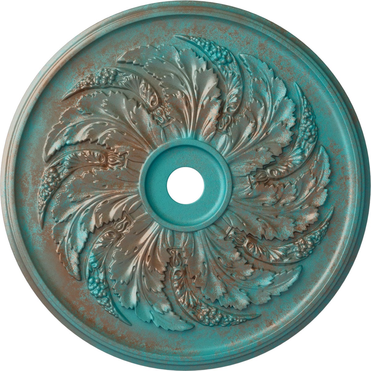 Ekena Millwork CM42SKCGS Sellek 42.125-in W x 42.125-in L Painted Copper Green Patina Polyurethane Whole Ceiling Medallion