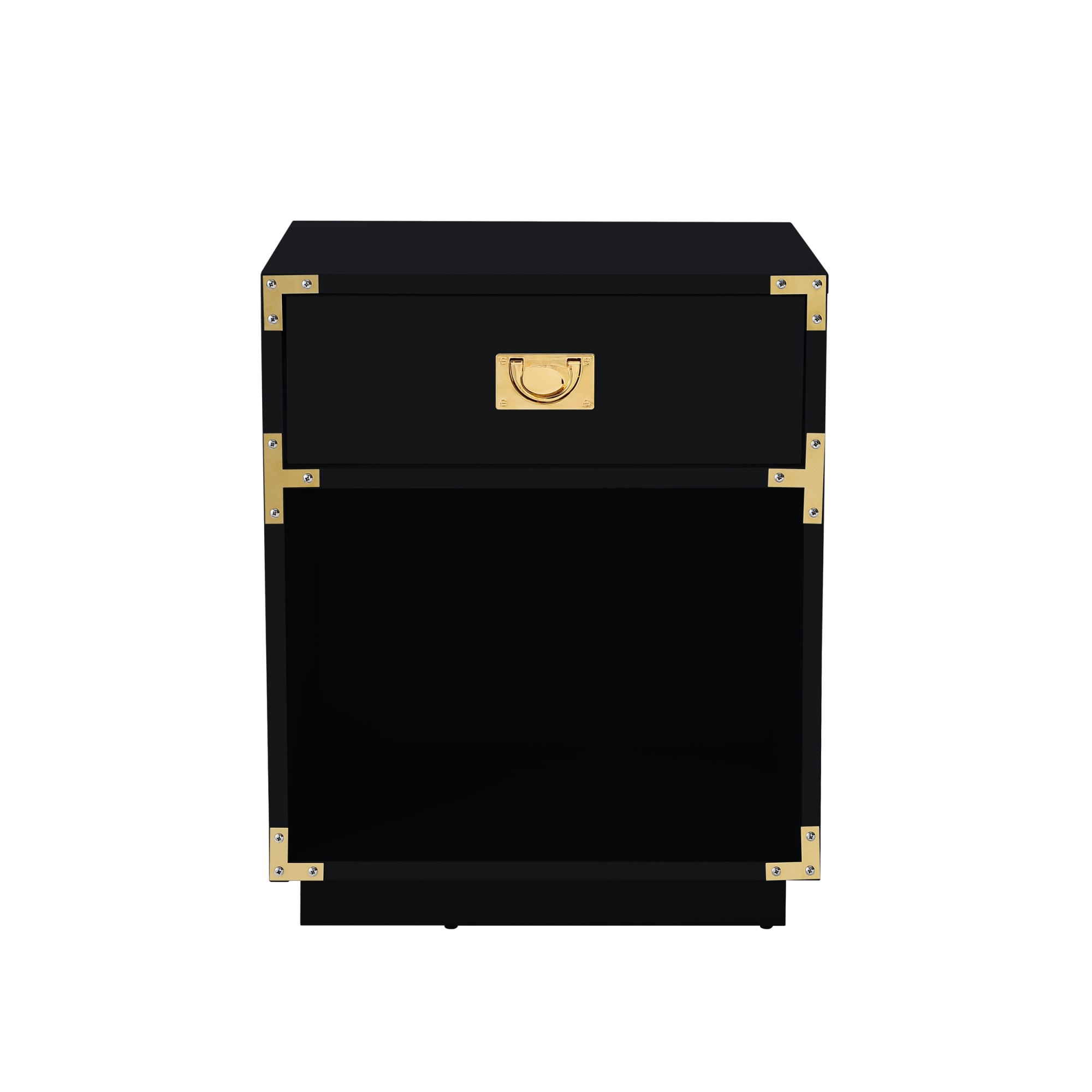 Inspired Home ST154-09BK-LS Odrini 18-in W x 24-in H Black Wood veneer Rectangular Modern End Table with Storage