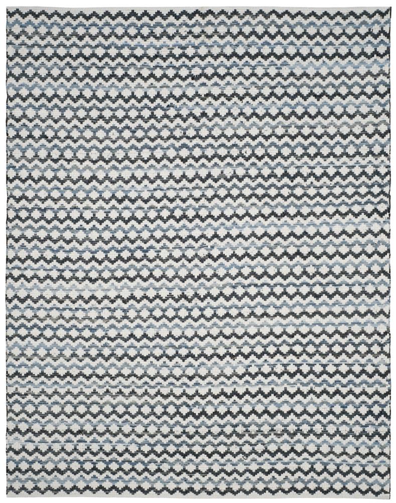 Safavieh MTK120A-8 Montauk Surfside 8 x 10 (ft) Cotton Ivory Blue/Black Rectangular Indoor Geometric Coastal Area rug