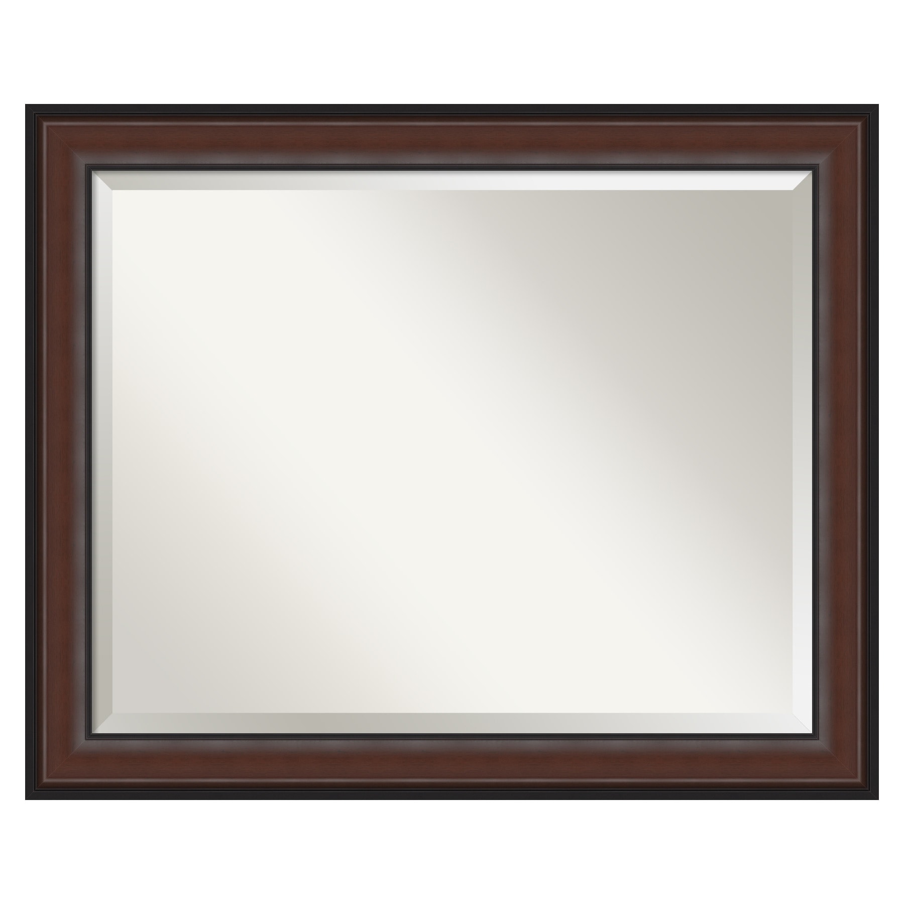 Amanti Art DSW4593588 Harvard 32.5-in x 26.5-in Framed Rectangle Bathroom Vanity Mirror ( Walnut Cherry )
