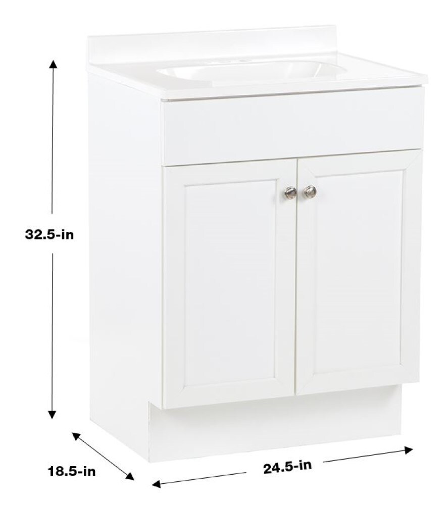 Project Source 24 in White Shaker Single Sink Bathroom Vanity with