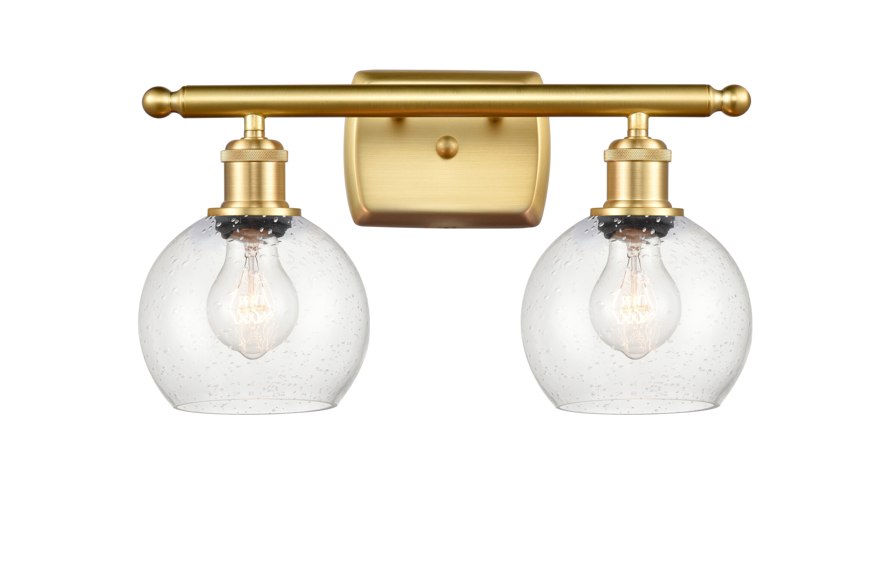 Innovations Lighting 516-2W-SG-G124-6 Athens 16-in 2 -Light Satin Gold Industrial Vanity light bar