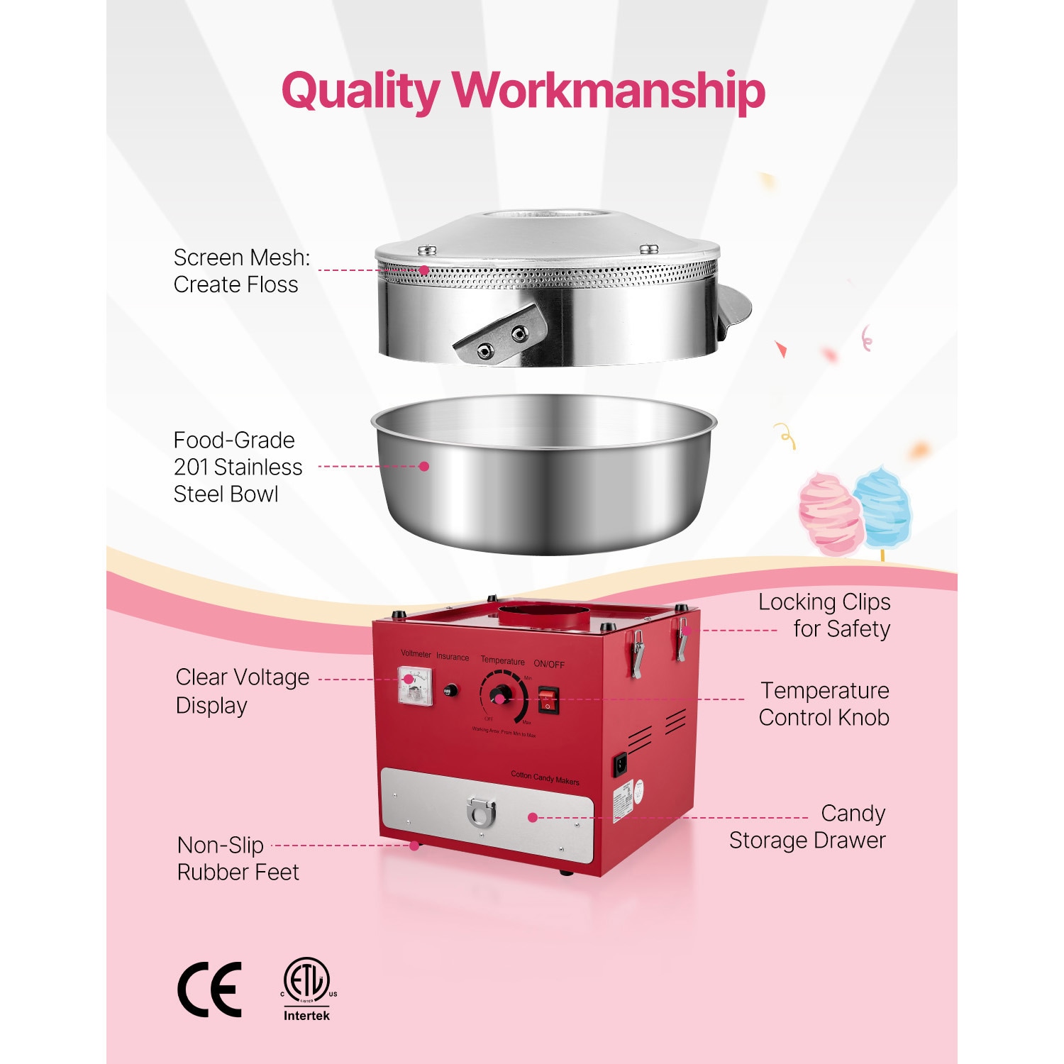 VEVOR SCTSDRMHTJHS11375V1 Cotton-Candy-Makers - View #5