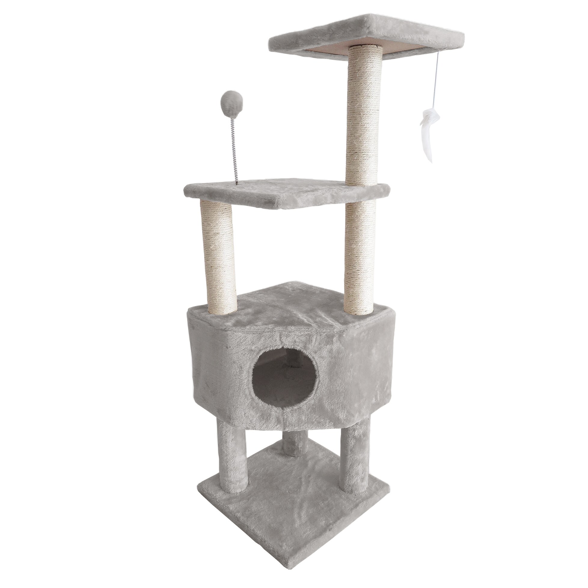 FurHaven 46.5-in x 15.63-in Silver Polyester Cat Tree in the Cat