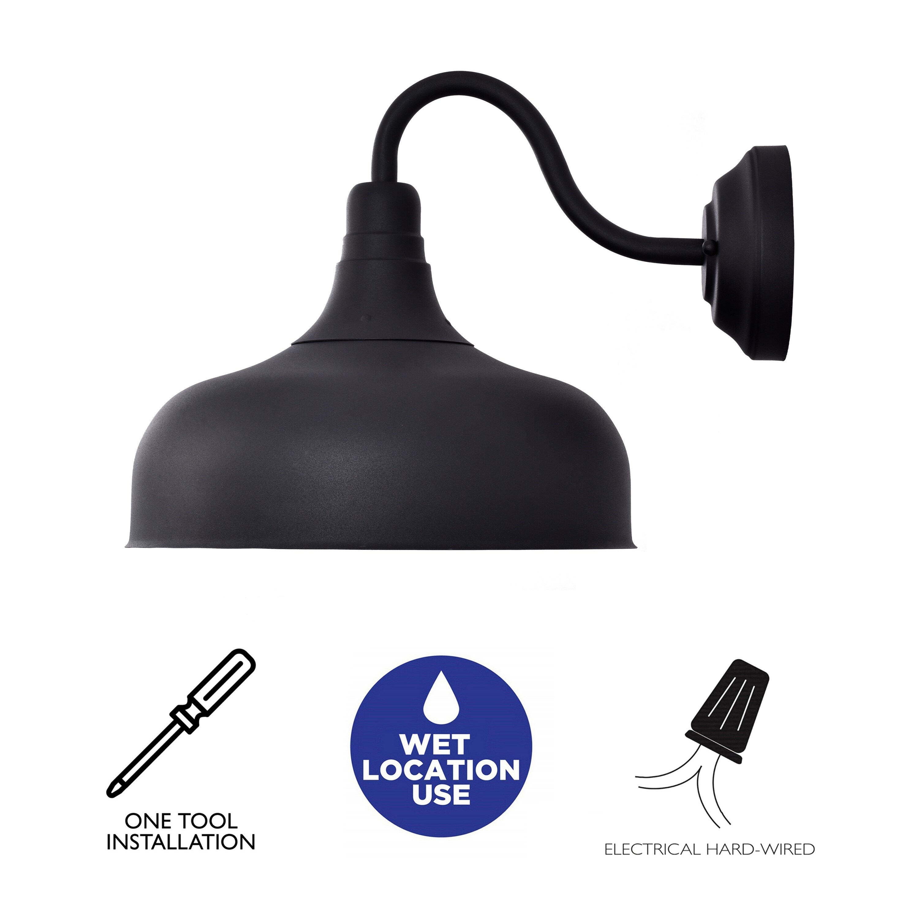 Matte Black Industrial LED Outdoor Barn Light Sconce
