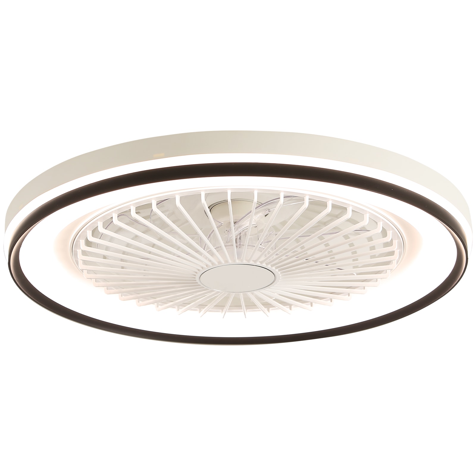 Yardreeze ALHW934006 19-in Color-Changing Integrated LED Outdoor Flush Mount White with White Blades Plug-in Ceiling Fan With Light - Remote Included ( 4 -Blade )