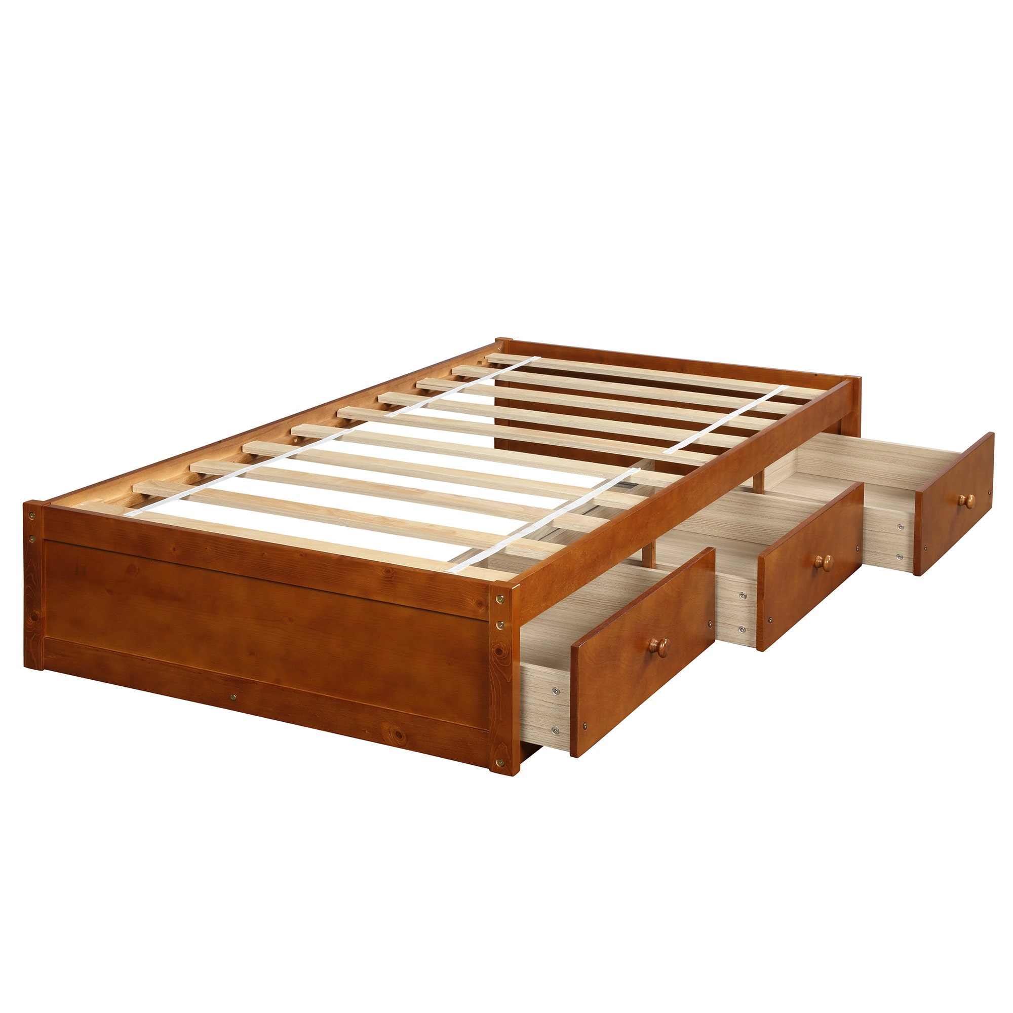 CASAINC OF-SG000093AAA Platform bed Oak Twin Wood Platform Bed with Storage