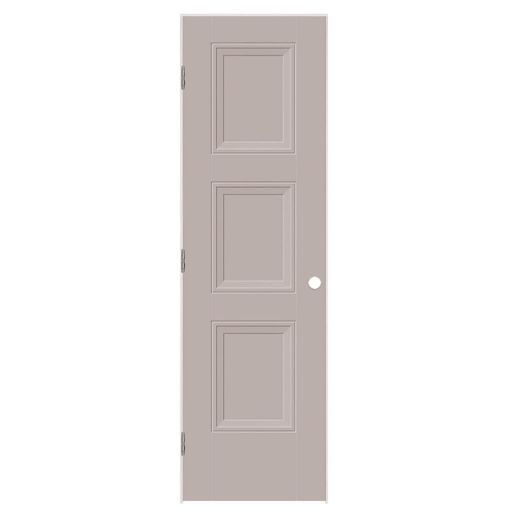 Masonite 5071797 32-in x 80-in Driftwood Solid core 3-panel equal Left hand Smooth Prefinished Molded composite Flat Jamb Single Prehung Interior Door