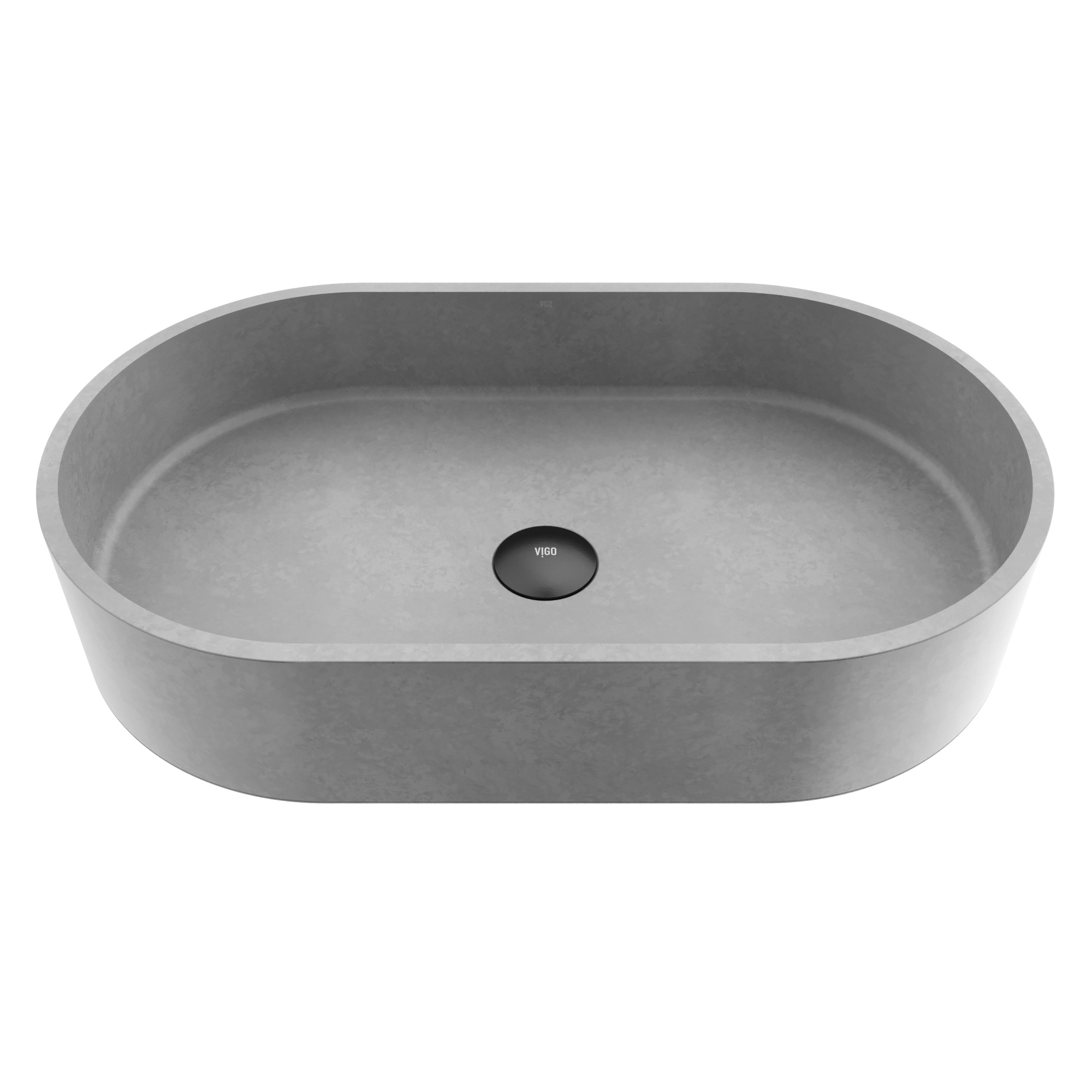VIGO VG04058 Concreto Stone#8482 Concrete Vessel Oval Modern Gray Bathroom Sink ( 24-in x 14-in )