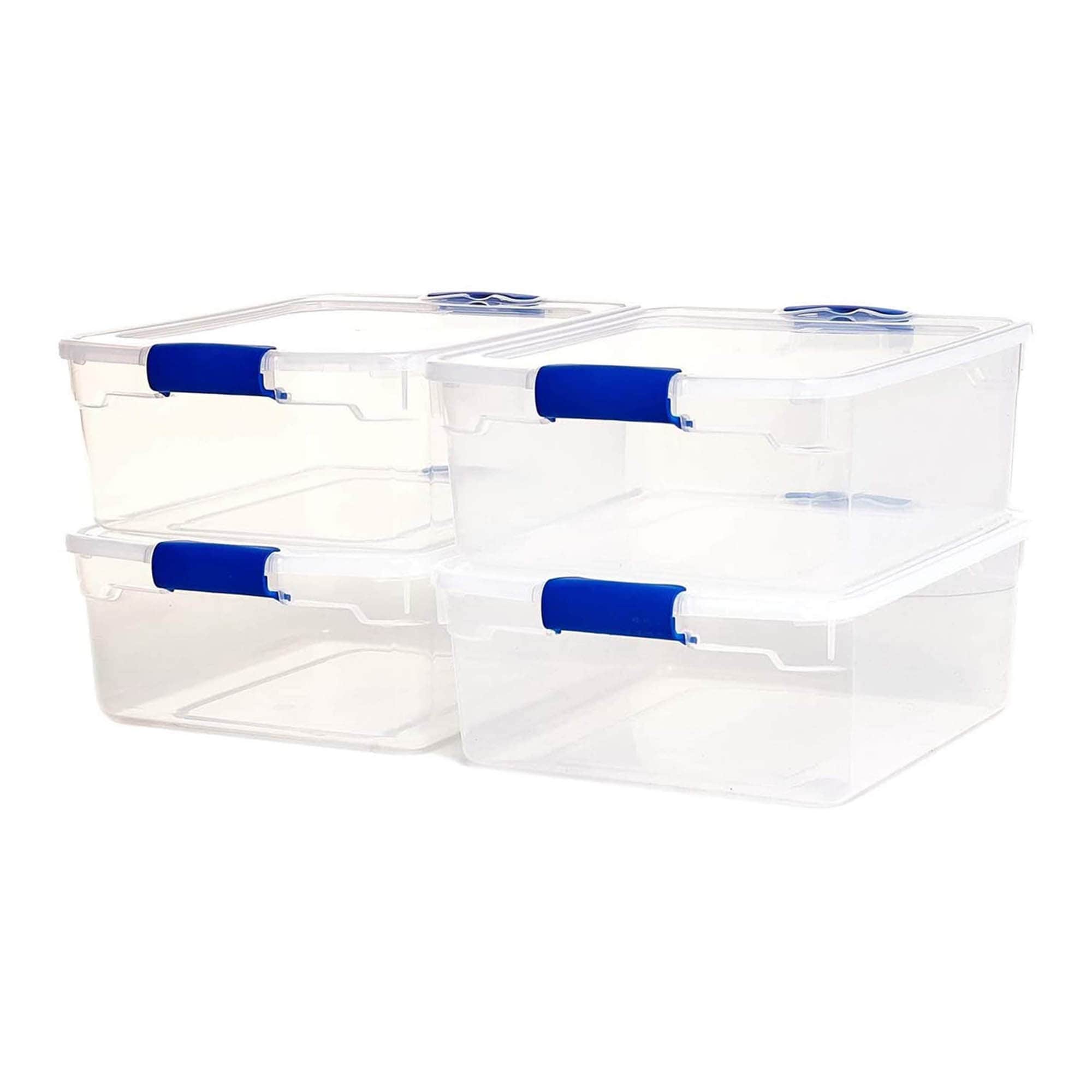 Homz 18 gal. Stackable Plastic Storage Tote Container with Snap-On Lid (8-Pack)