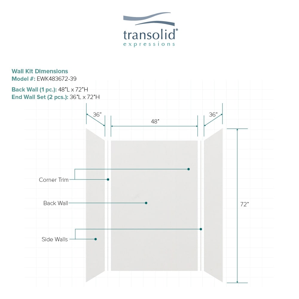 Transolid Expressions 48-in W x 36-in D x 72-in H Grey 3-Piece Glue Up ...