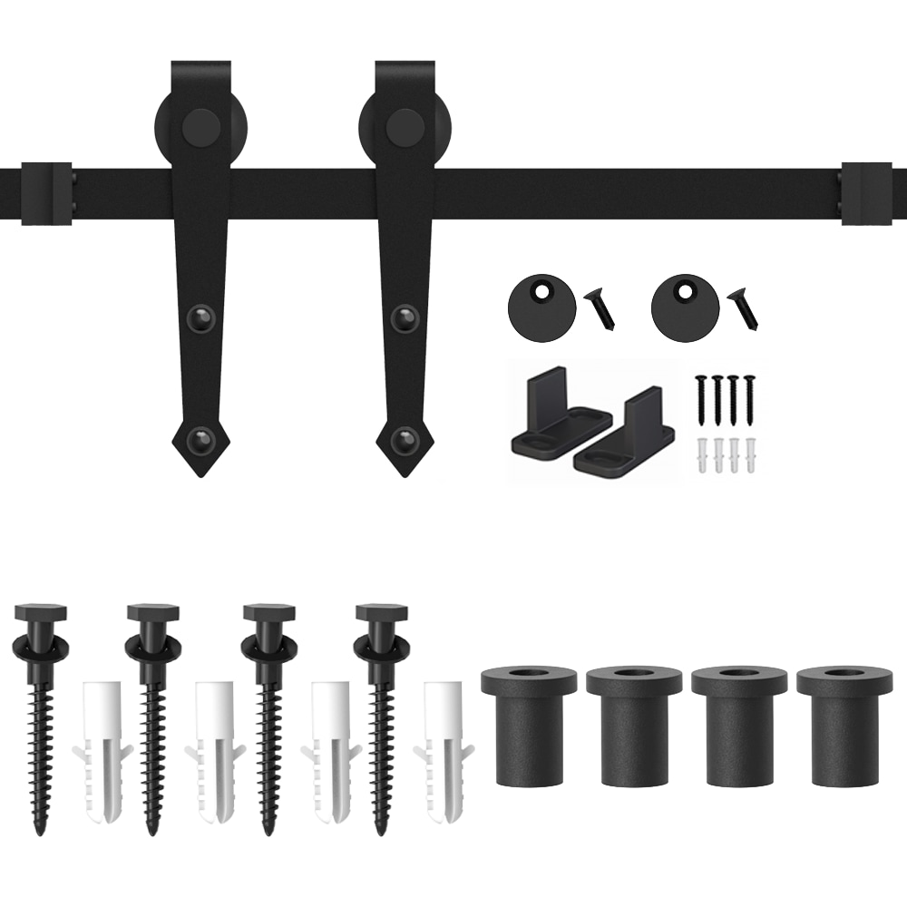 60-inch Matte Black Steel Sliding Barn Door Hardware Kit