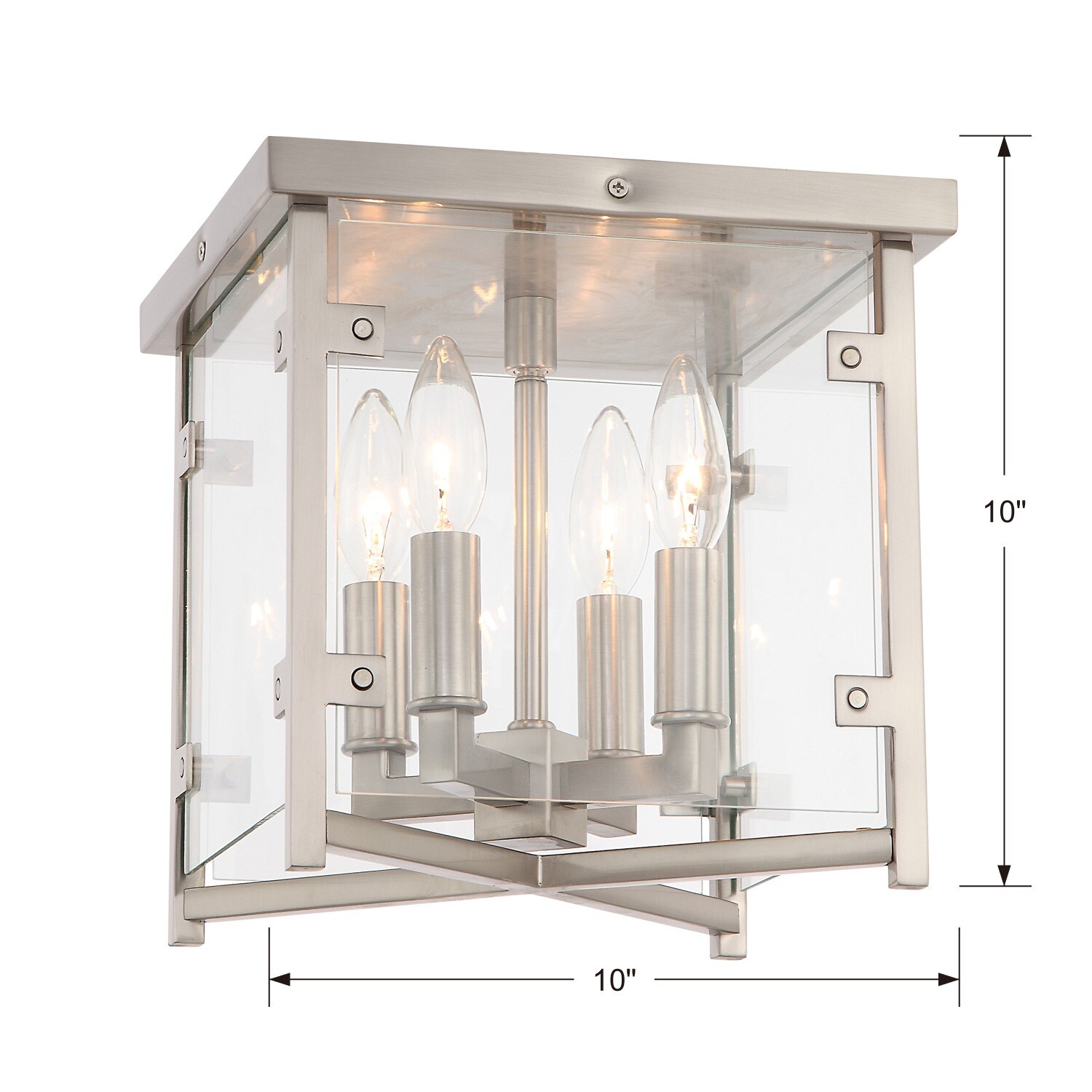 Danbury 4-Light Brushed Nickel Flush Mount with Clear Glass Panels