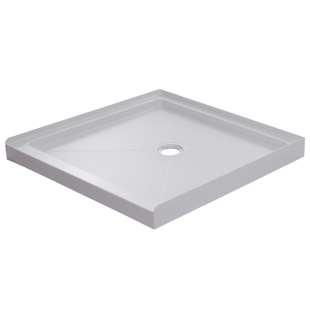 CRAFT + MAIN 3636C-W 36-in W x 36-in L White Single Threshold Square Shower Pan Base with 2.63-in H Threshold (Center Drain)