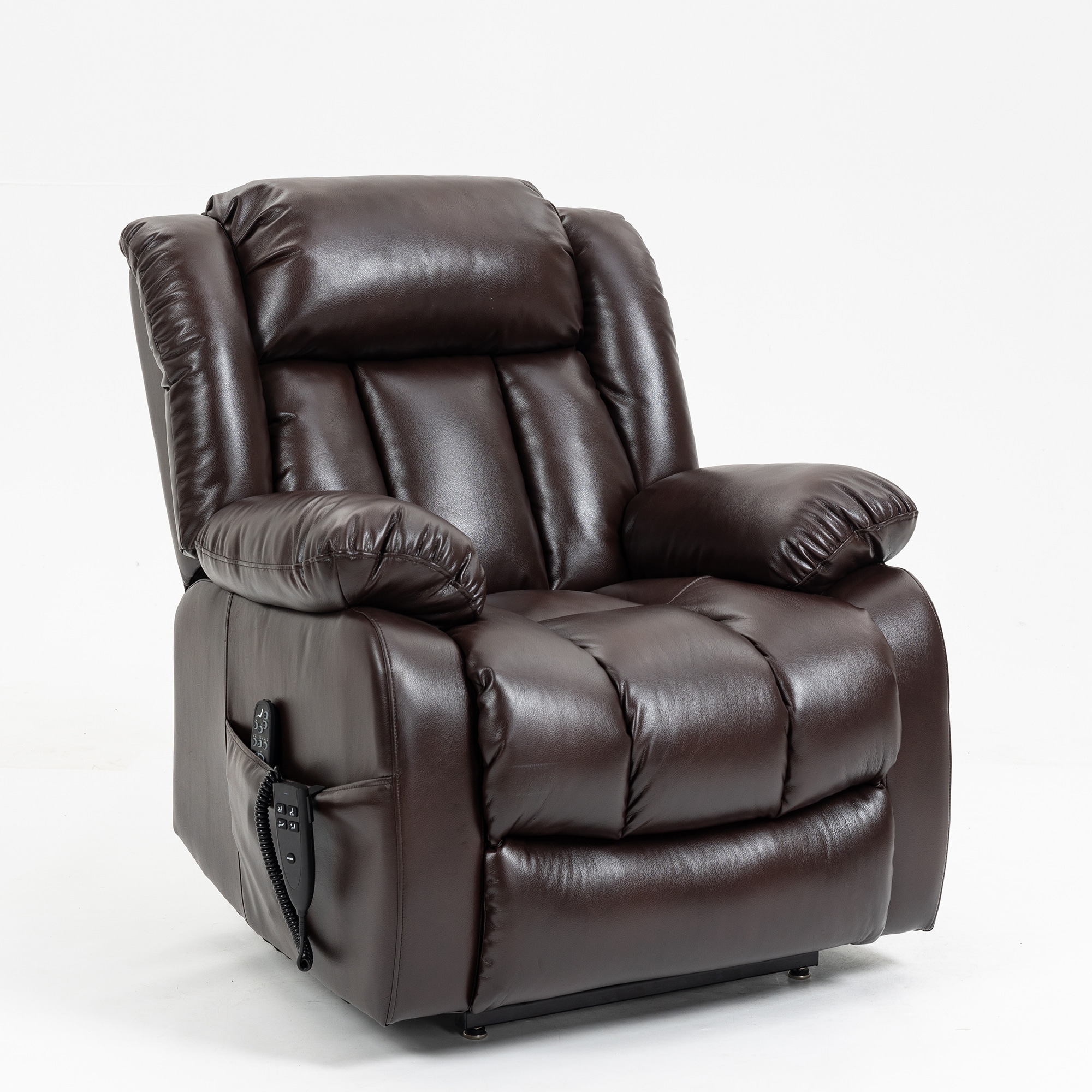 Clihome CL-CO00042 Brown Faux leather Upholstered Powered Reclining Massage chair with Lift Assistance