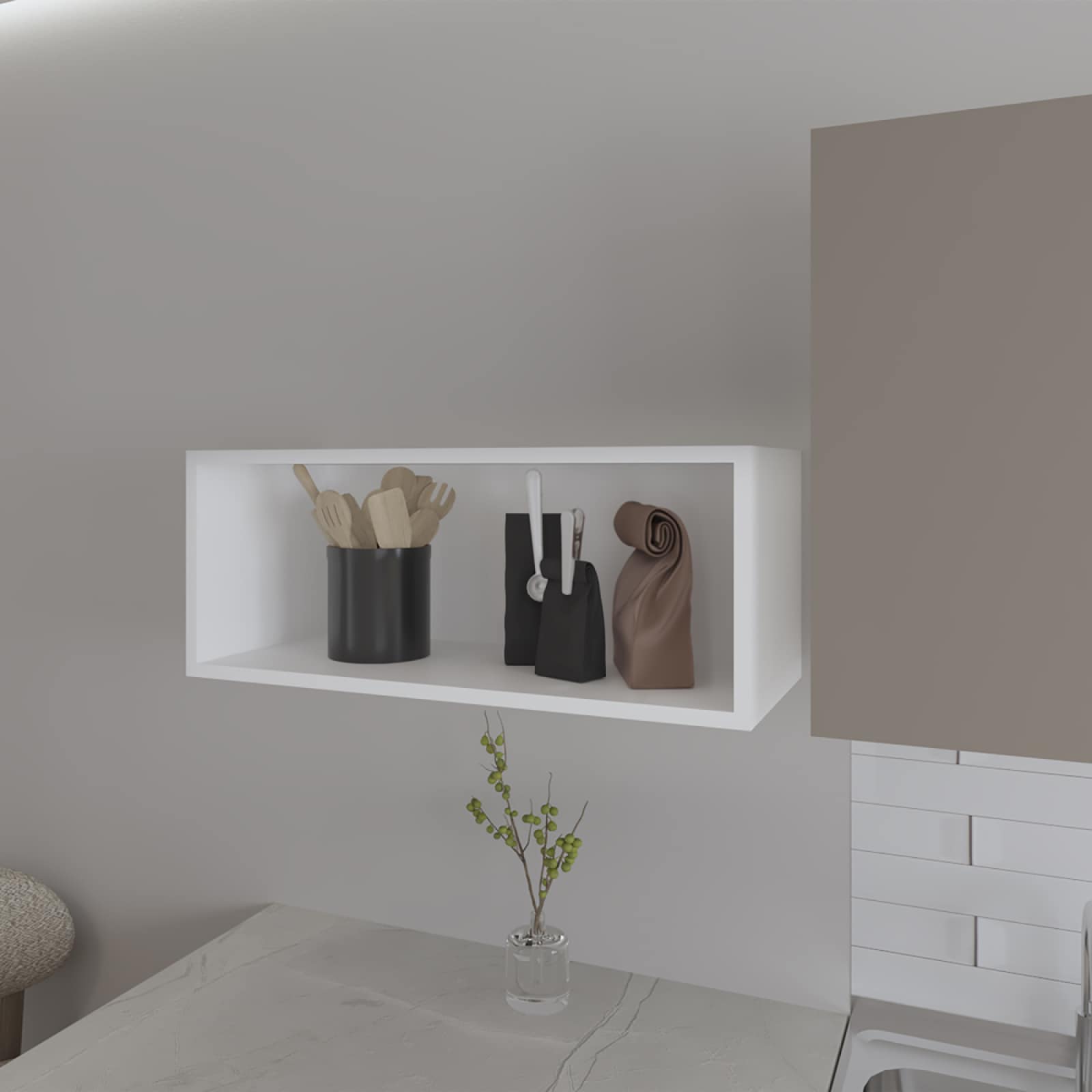 CHITA Modern Kitchen Wall Cabinet with 28 Shelves for Kitchen Dining Room Pantry and Household Organization White