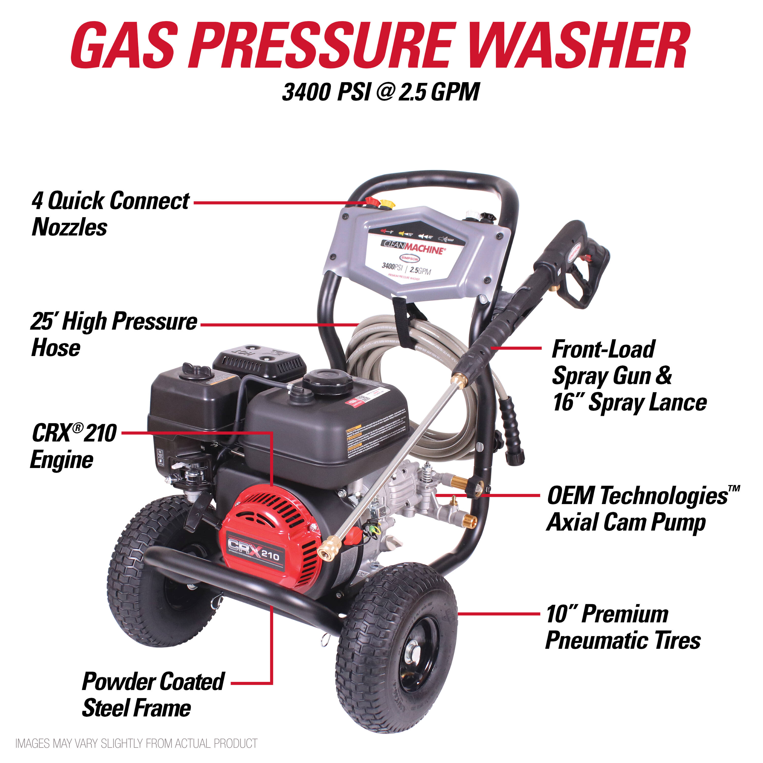 SIMPSON 49-State 2.5-GPM Clean Machine 3400 PSI 2.5-GPM Cold Water