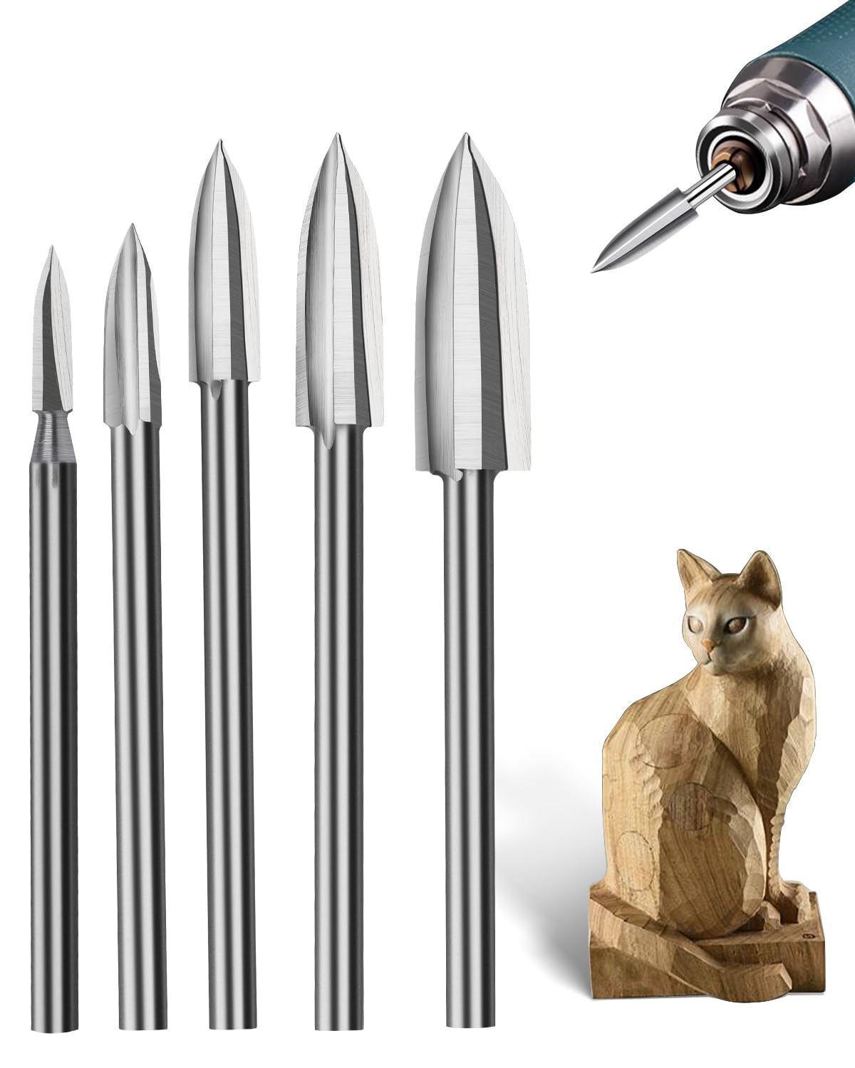 JVFCXXV Industrial Grade HSS Wood Drill Bit Set 3 to 8mm with One Eighth Inch Shank for Rotary Tools Precision Drilling and Carving Wood #LJV0810C118