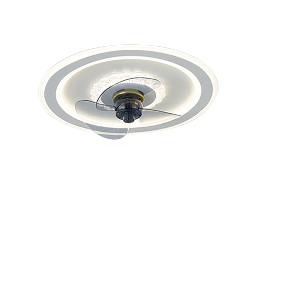 Oukaning HG-ZJLQ-5187-US-1 19.7-in Color-Changing Integrated LED Flush Mount White Modern Light Adjustable Acrylic Round 3 Speed with ABS Blades Ceiling Fan With Light - Remote Included ( 3 -Blade )