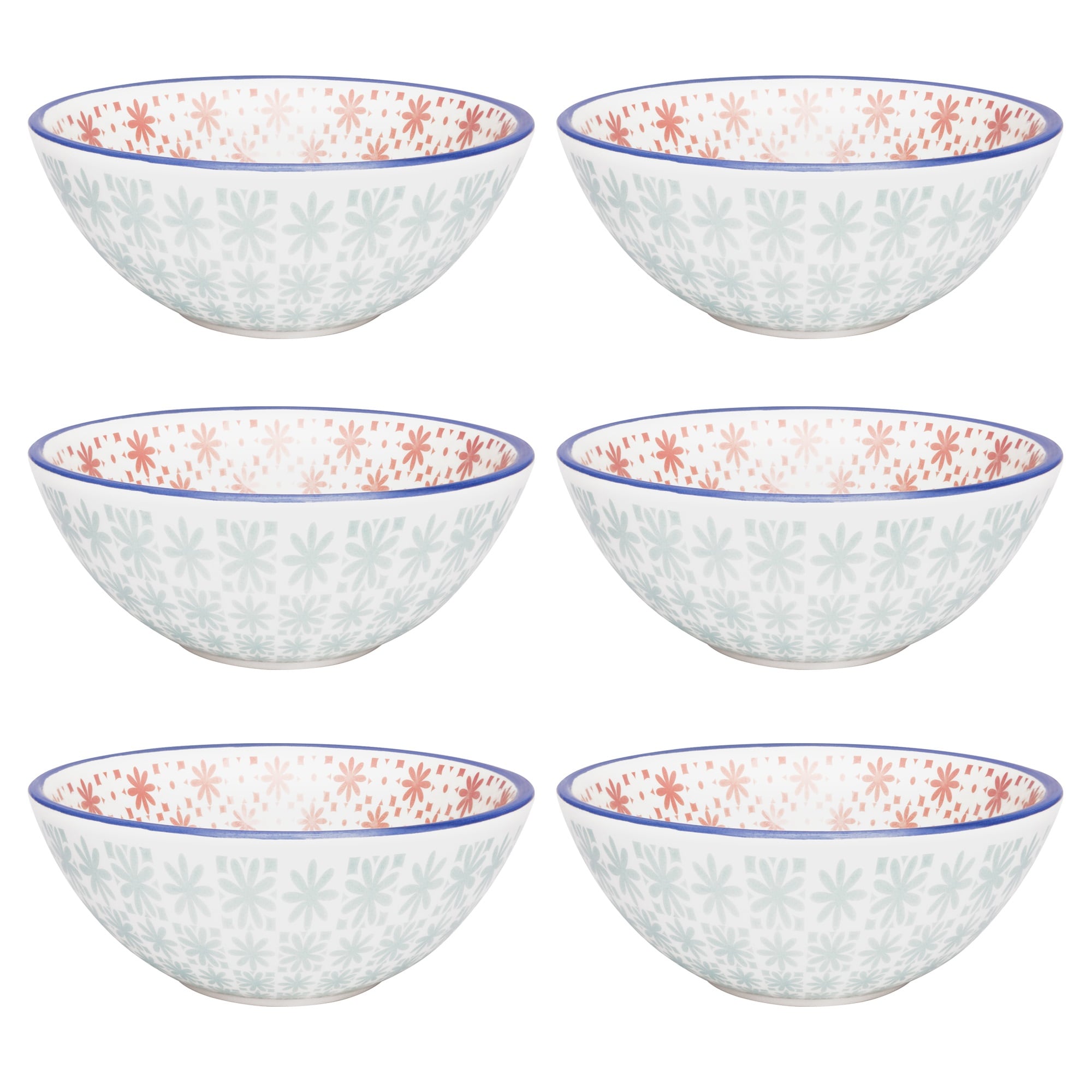 Manhattan Comfort Full 12-Piece Microwave Safe Large Soup Bowls with  Geometric and Floral Design, 20.29 Oz, Yellow/Black