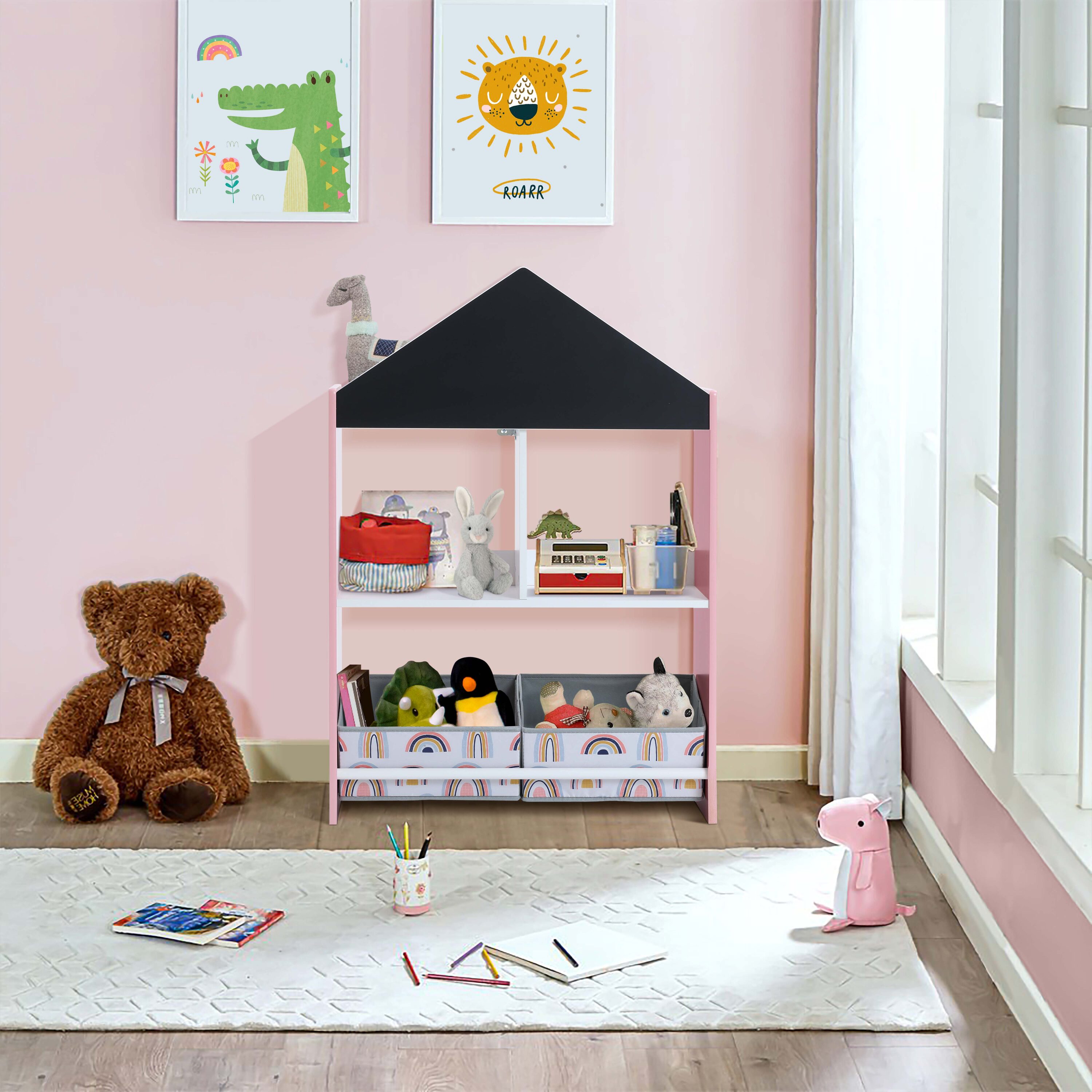 LuxenHome WHCF1866 White, Pink, Yellow, Blue, Black MDF 2 -Shelf Bookcase ( 23.62-Inches W x 35.43-Inches H x 10.43-Inches D ) Finished