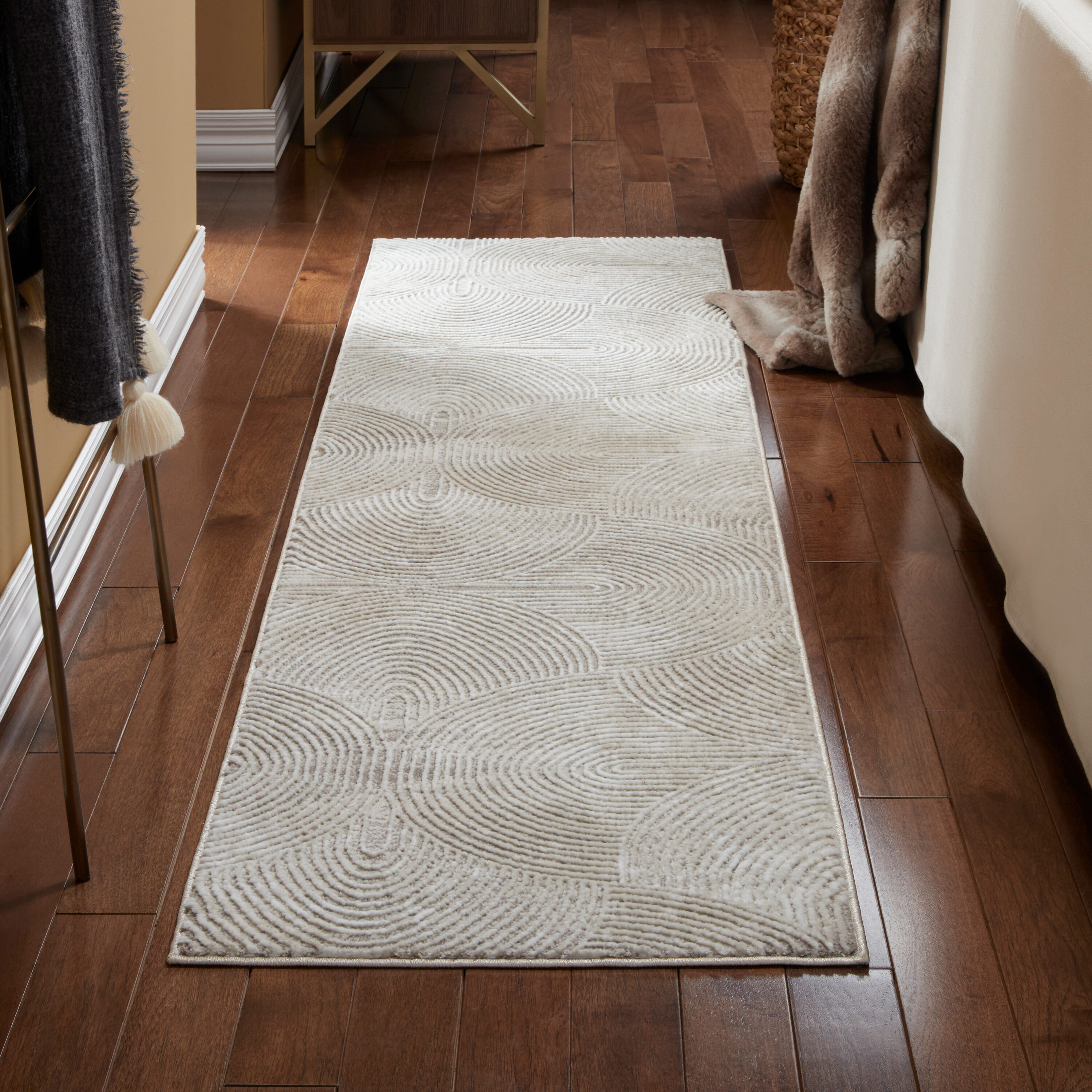Maya Ivory High-Low Texture Rectangular Runner Rug