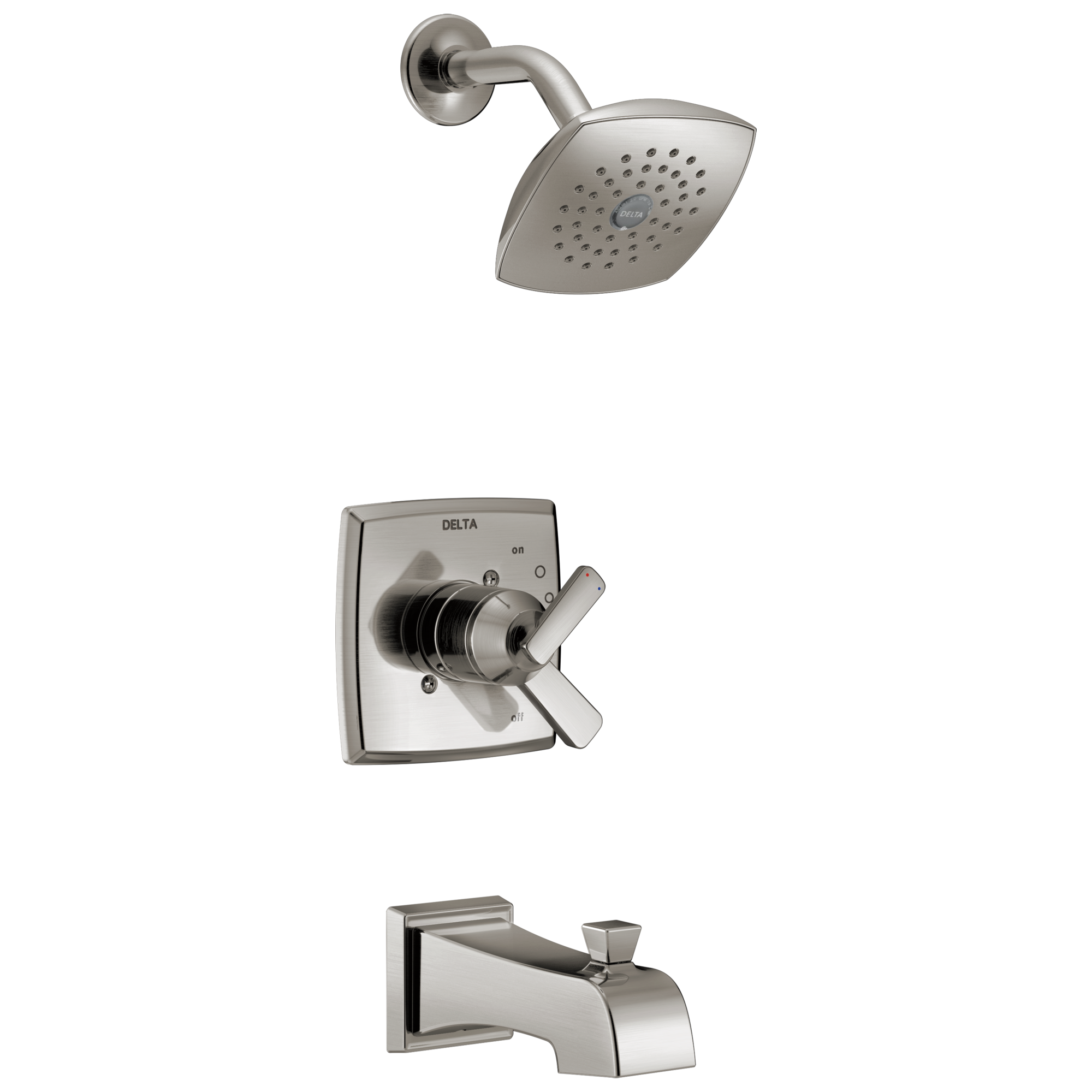 Delta T17464-SS Ashlyn Stainless 2-handle Single function 5.25-Inches Square Bathtub and shower Faucet