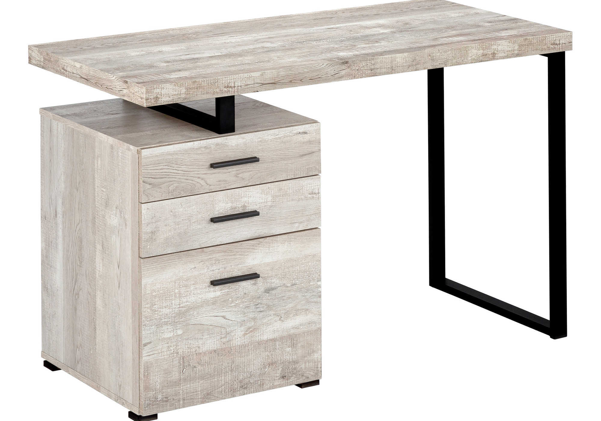 Tatayosi JL-219748 48 Inch Beige Wood Look Computer Desk with Storage Drawers and Black Metal Frame