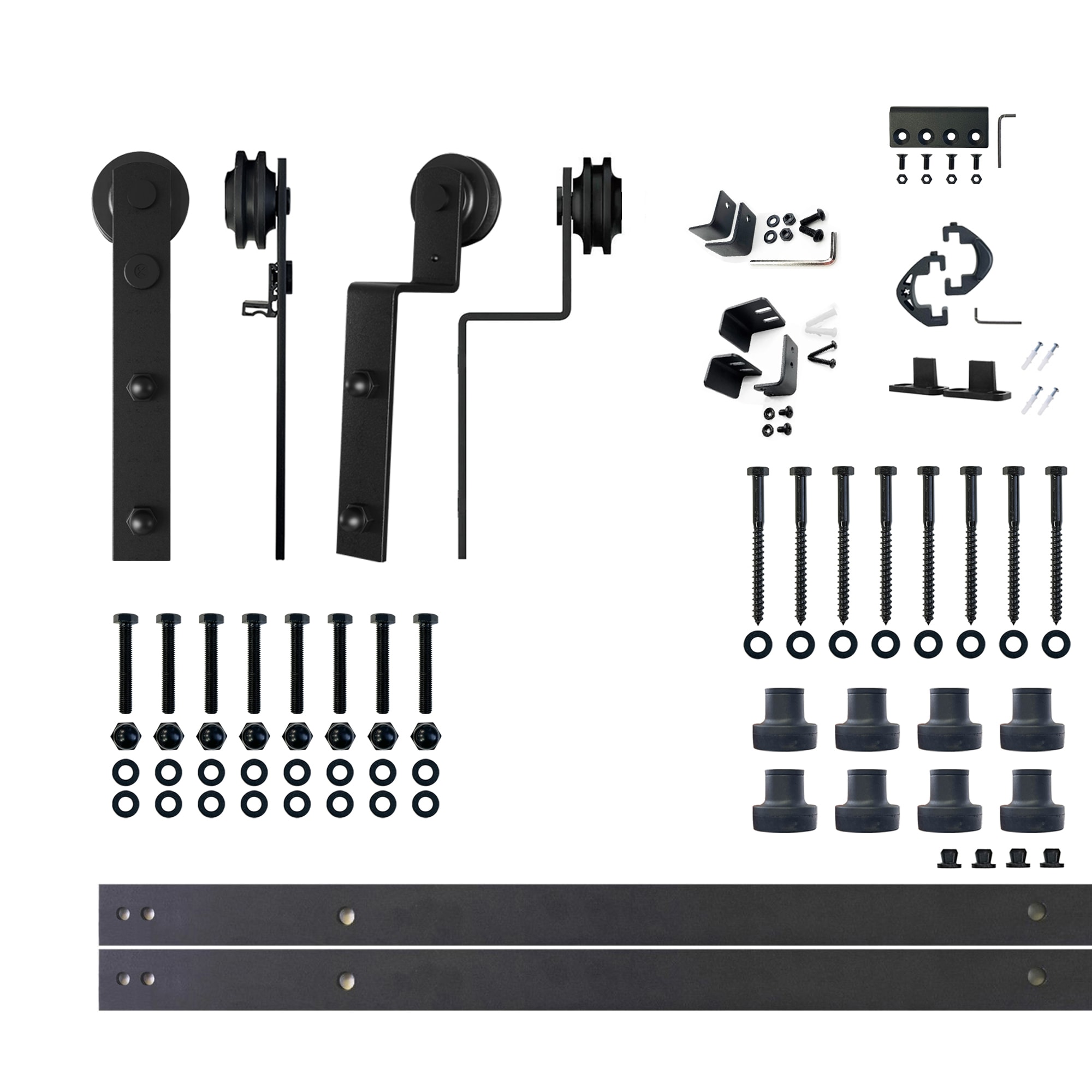 HOMACER ZT5TGH120C 120-in Rustic black Black Indoor I-strap Double bypass Barn door hardware kit