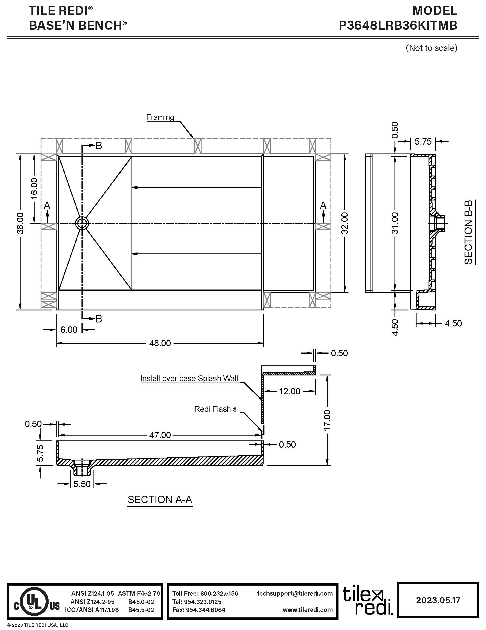 Tile Redi P3648LRB36KITMB Shower-Floors - View #7