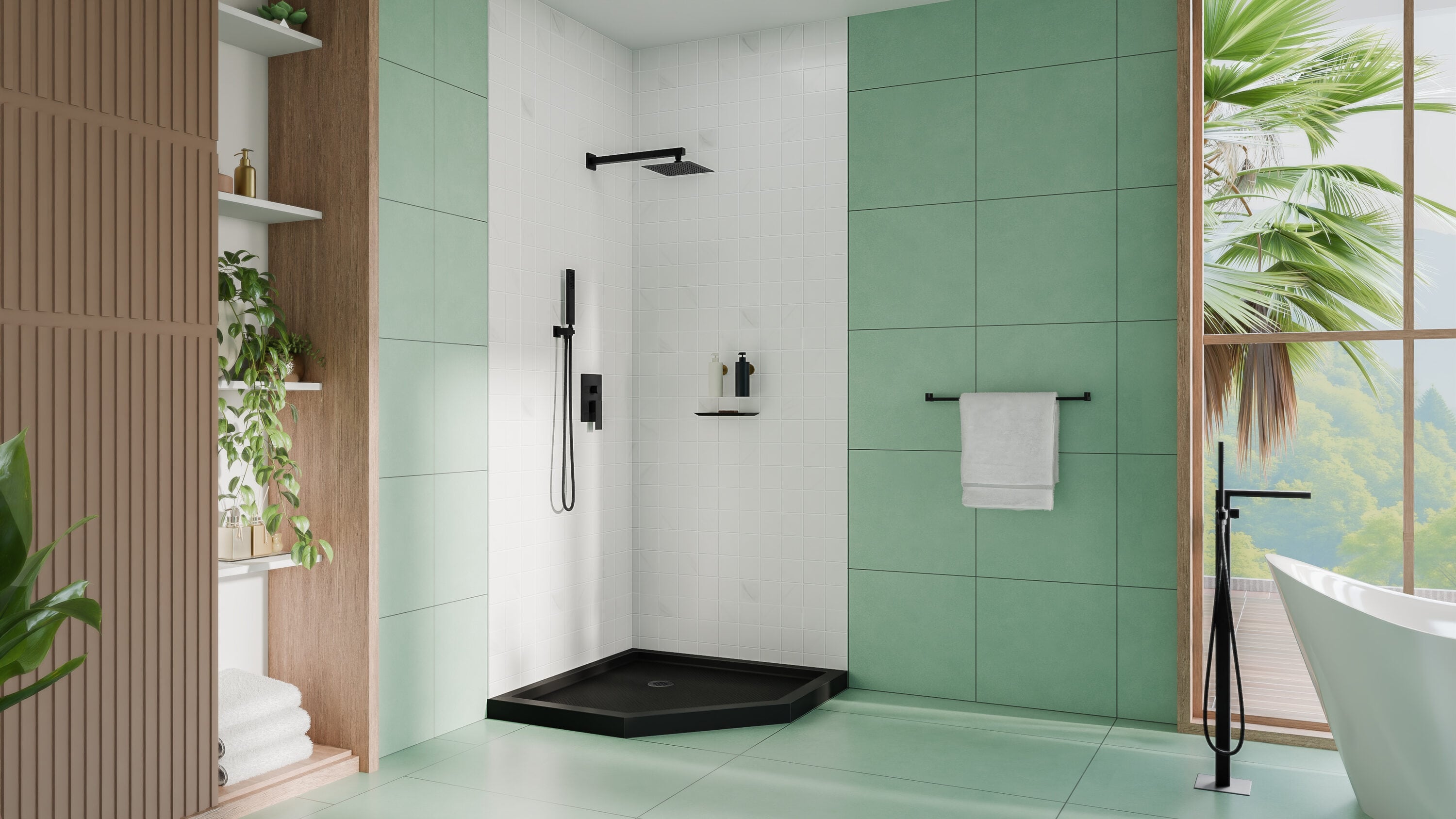 DreamLine SlimLine 36-in W x 36-in L Corner Black Single Threshold Rectangle Shower Pan Base with 2.75-in H Threshold