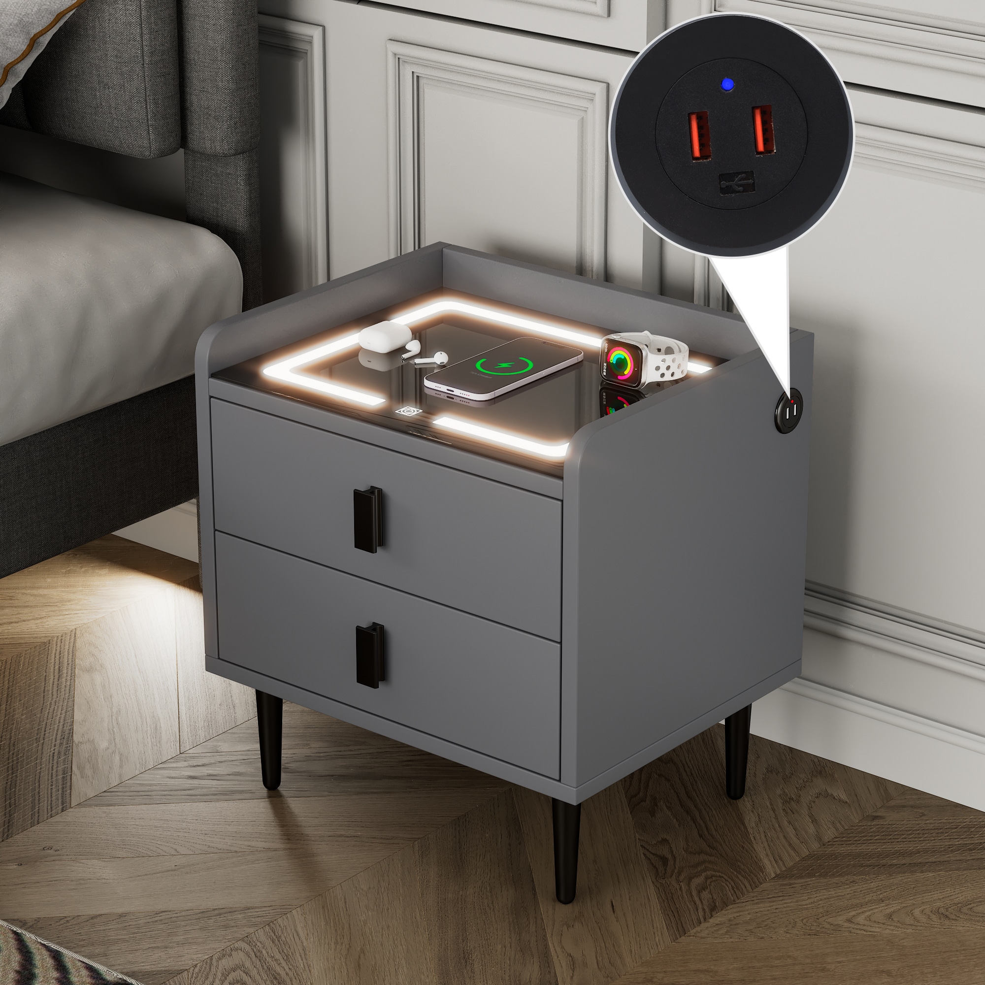 ModernLuxe L-WF299743AAE gray Nightstand