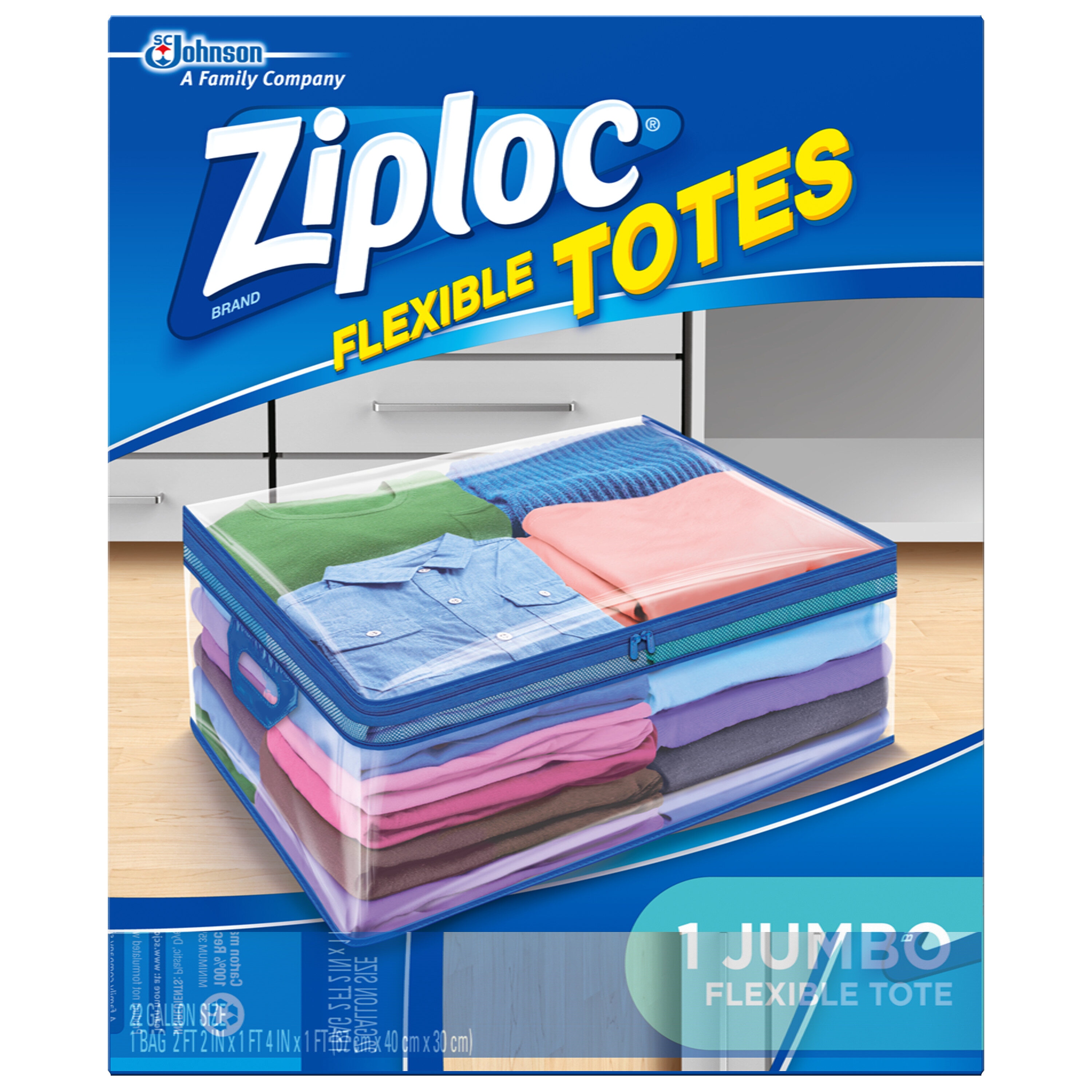 Ziploc Space Bag Organizer Set-Clear, 1 Jumbo Tote, 4 Large Flat Bags, 5 ct  