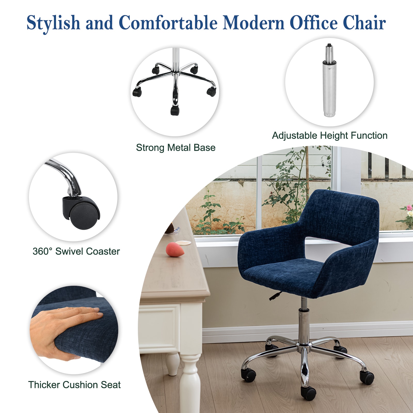 Homy Casa ROSS BLUE Office-Chairs - View #5