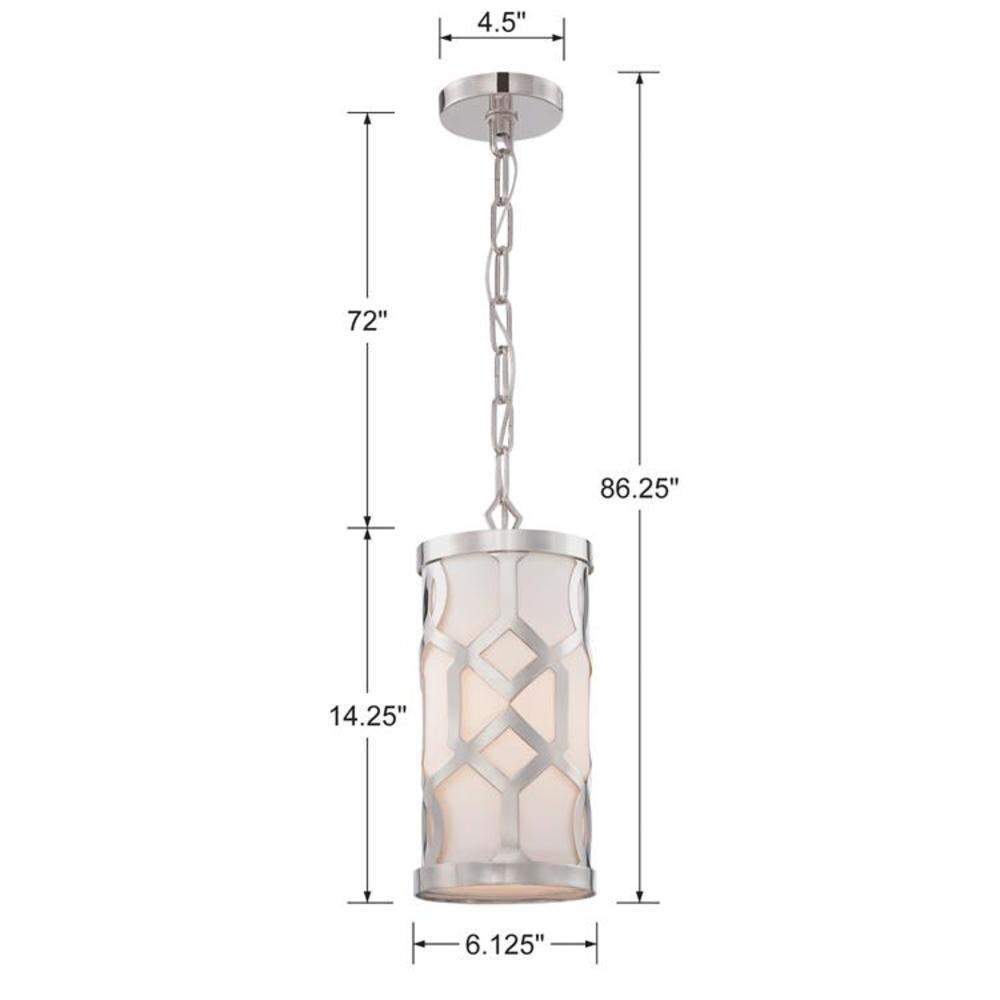 Polished Nickel Mini Drum Pendant with White Silk Shade