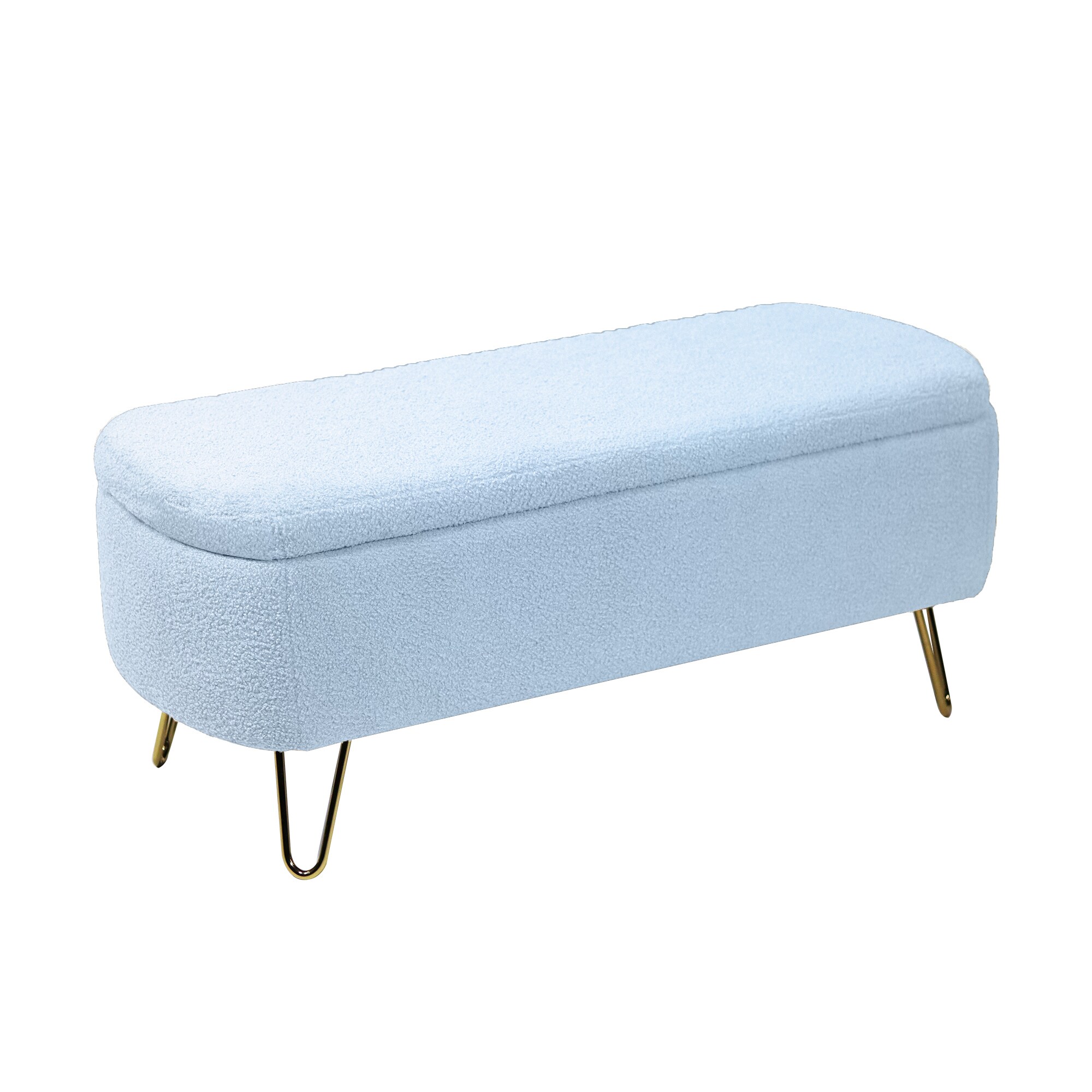 Maocao Hoom JL0104171 Modern Blue Boucle Storage Ottoman