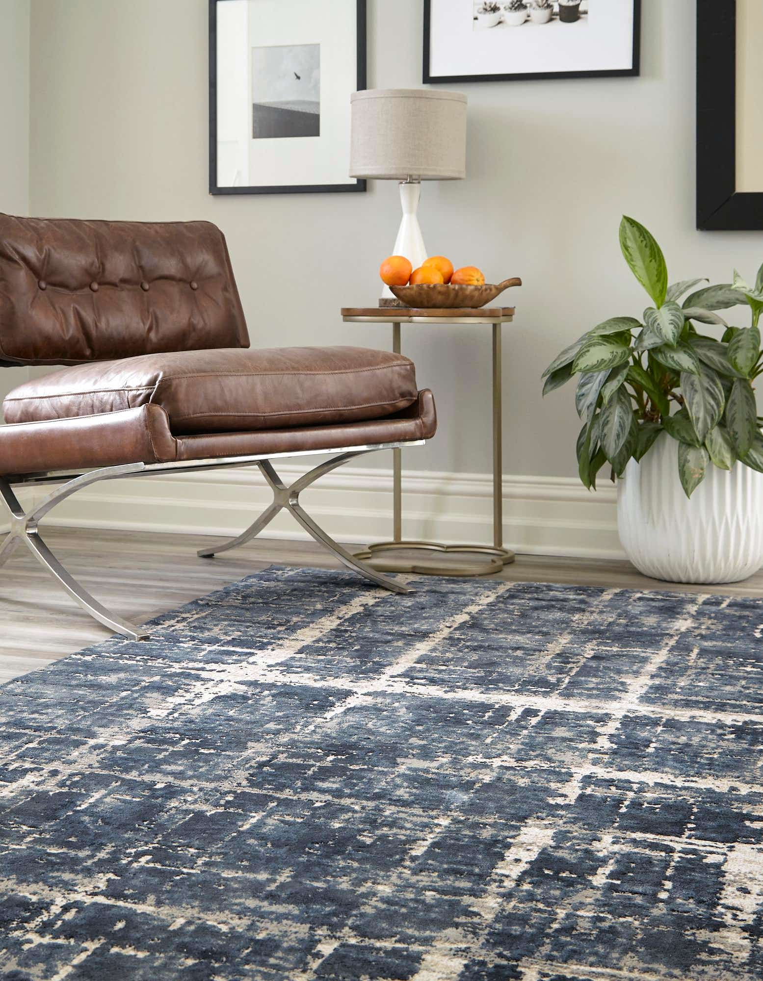 Unique Loom 3186803 Jill Zarin Uptown 2 x 3 (ft) Loomed Polypropylene Navy Blue Rectangular Indoor Stripe Area rug