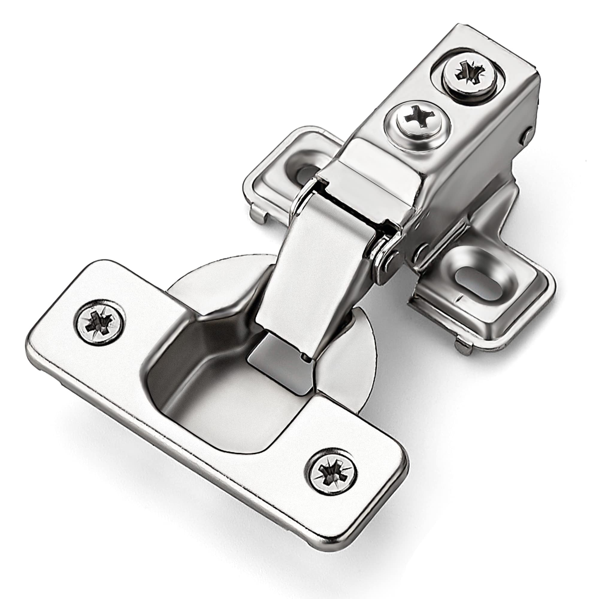Numhew 10-Pack Satin Nickel Steel 1/2-in Overlay Soft-Close Cabinet Hinges