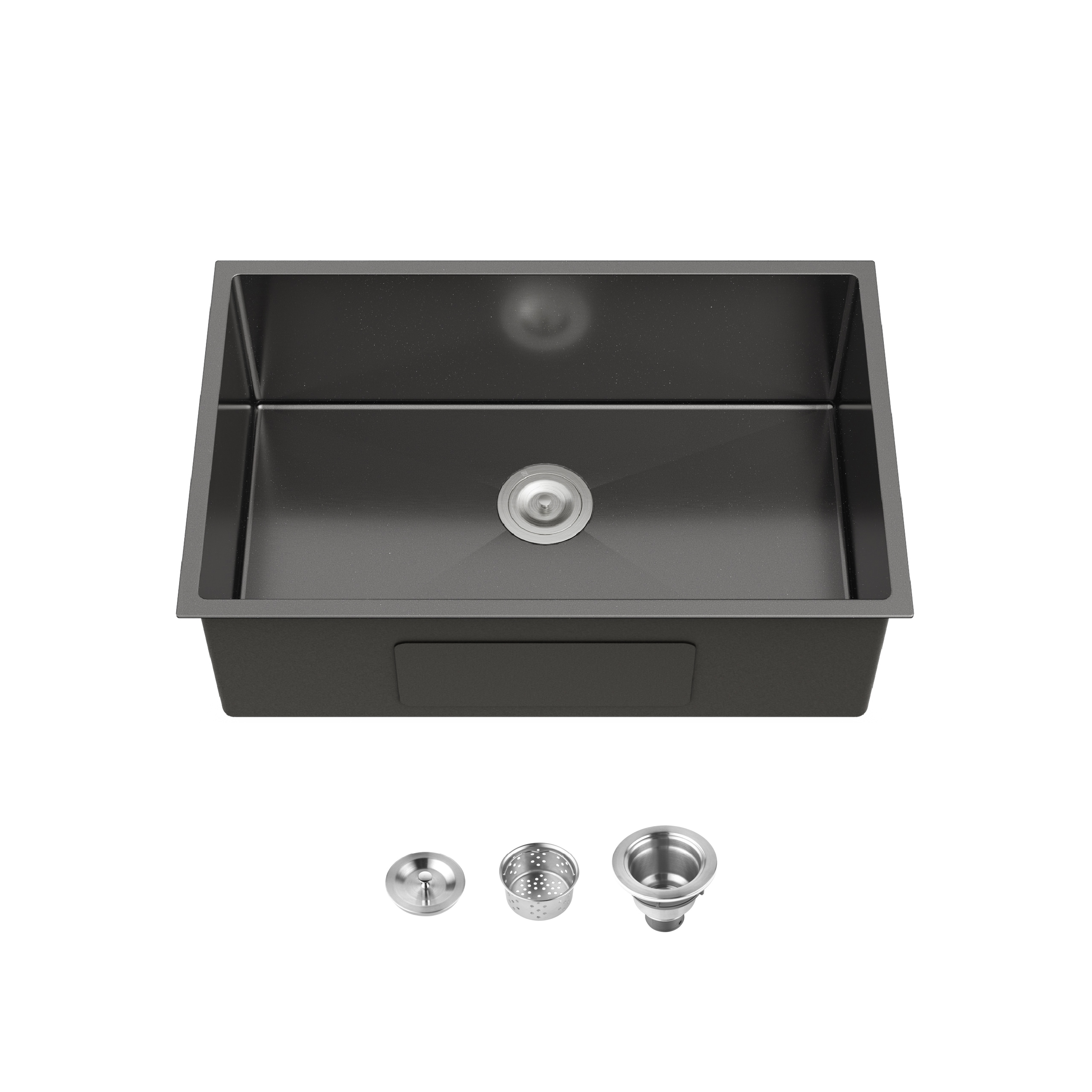 Rainlex 30 x 19 Inch Black Undermount Stainless Steel Kitchen Sink Single Bowl 16 Gauge with Drain And Hook