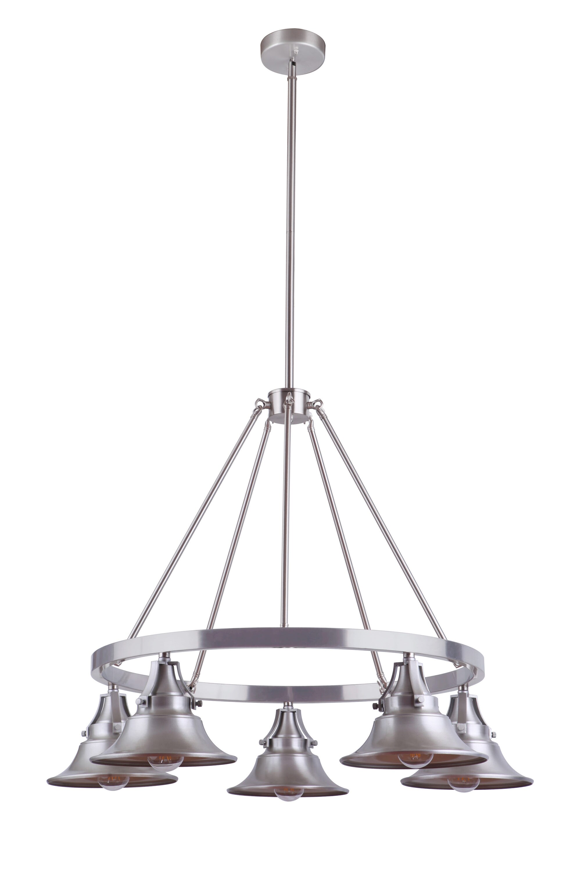 Craftmade 54025-SA Union 5 -Light Satin Nickel Transitional For Use in Bedrooms, Dining Rooms, Foyers, Kitchens, Living Rooms Chandelier