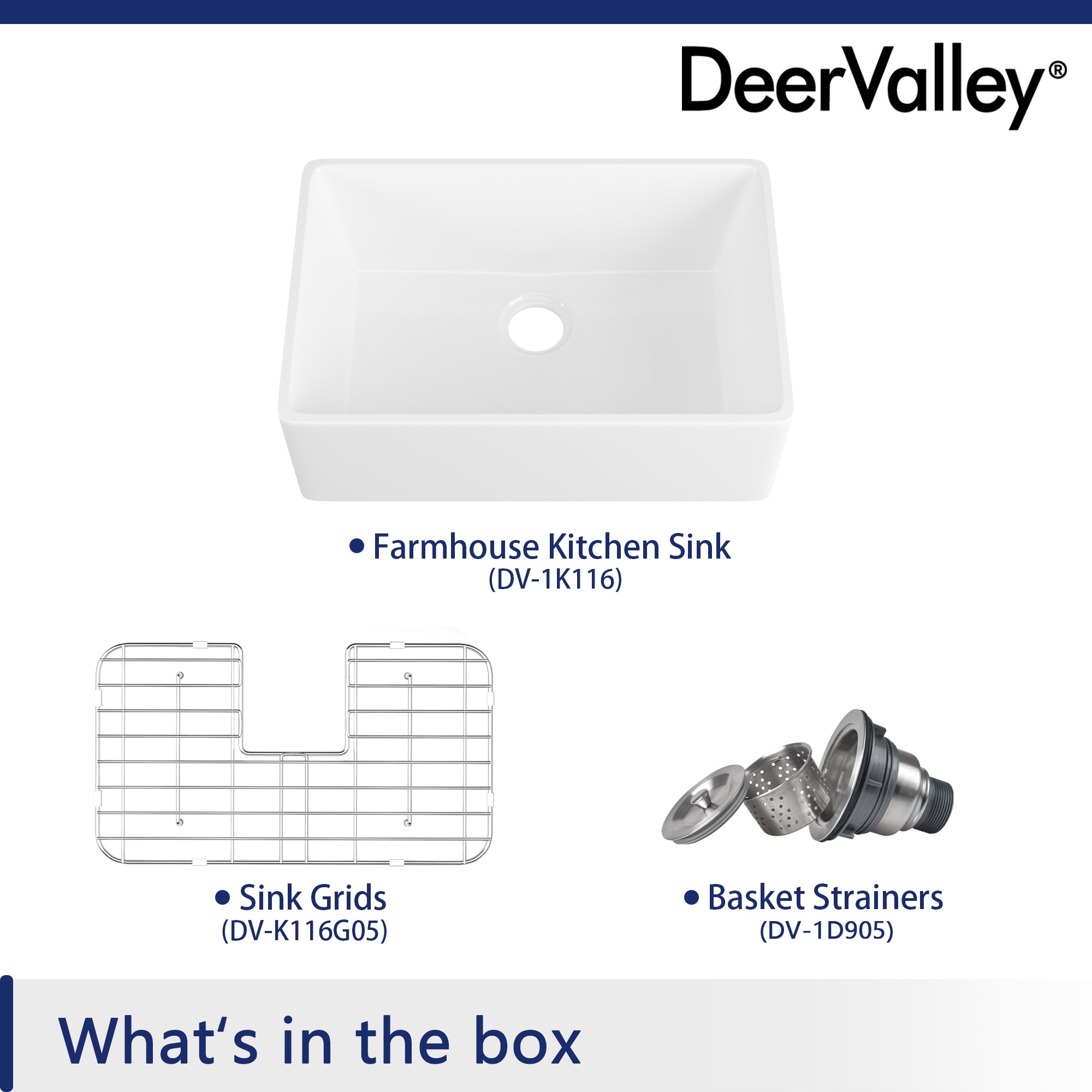 Perch 24" White Ceramic Farmhouse Apron Kitchen Sink