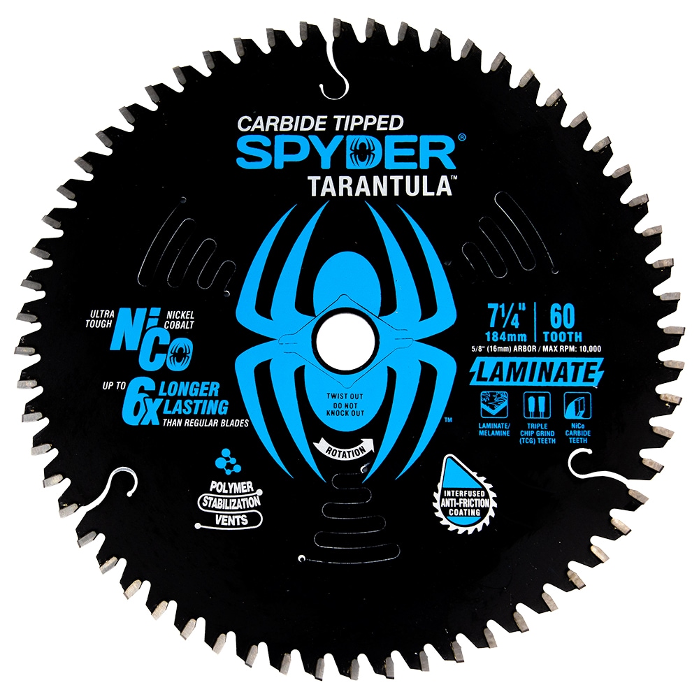Laminated Wood 7-1/4-in 60-Tooth Tungsten Carbide-tipped Steel Circular Saw Blade | - Spyder 13020