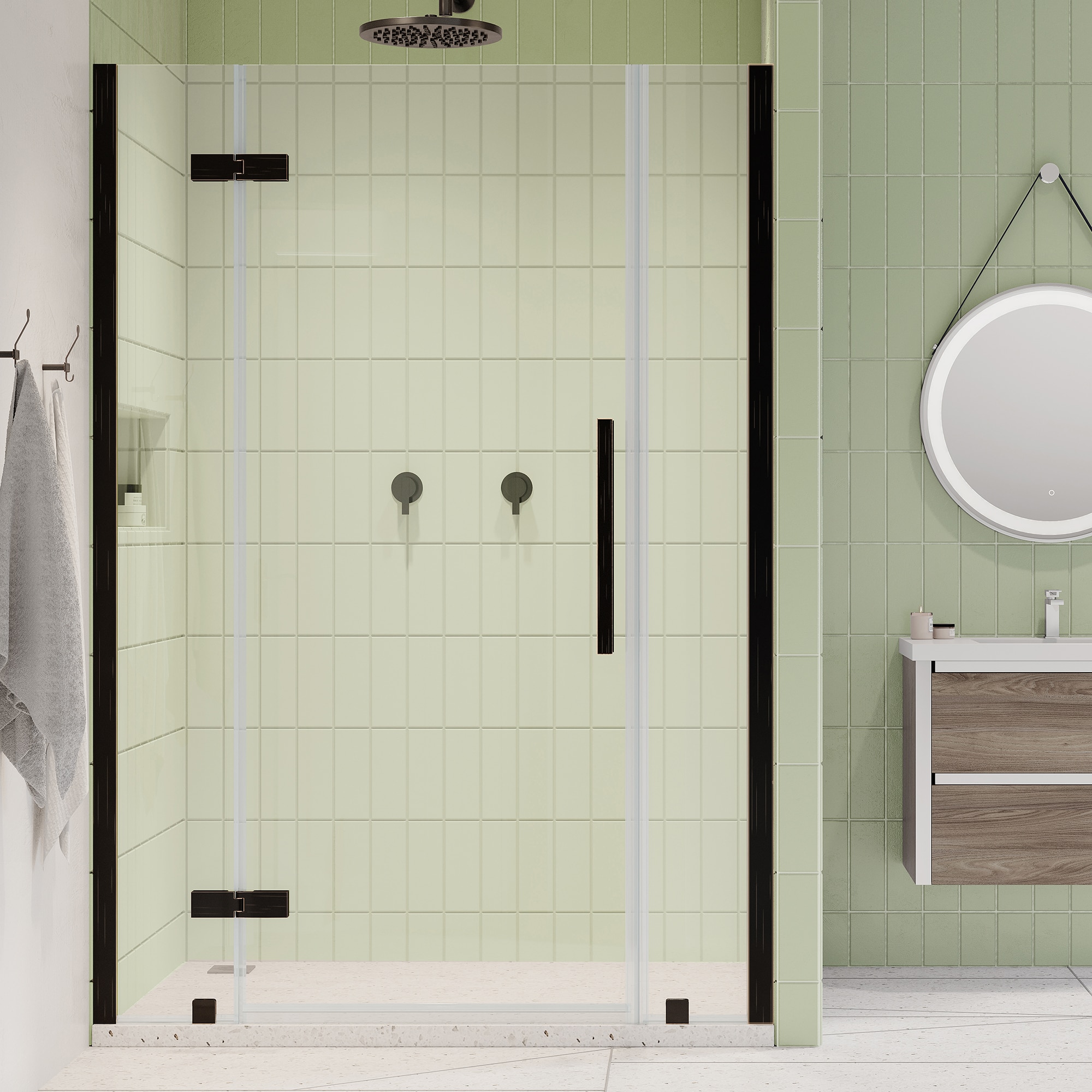 Tampa 48'' W 72'' H Oil Rubbed Bronze Frameless Shower Kit