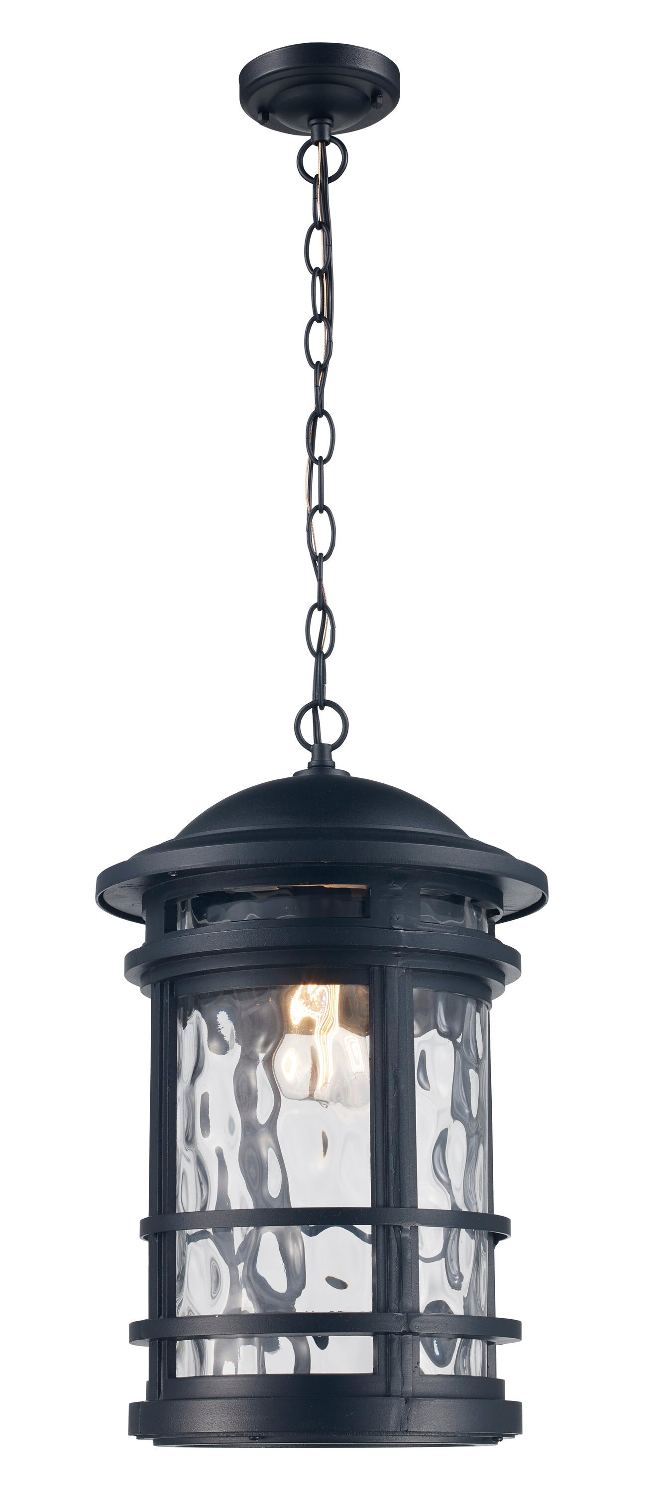 Trans Globe 40376 BK Boardwalk 1 -Light Black Transitional Lantern Medium Outdoor Hanging Pendant light