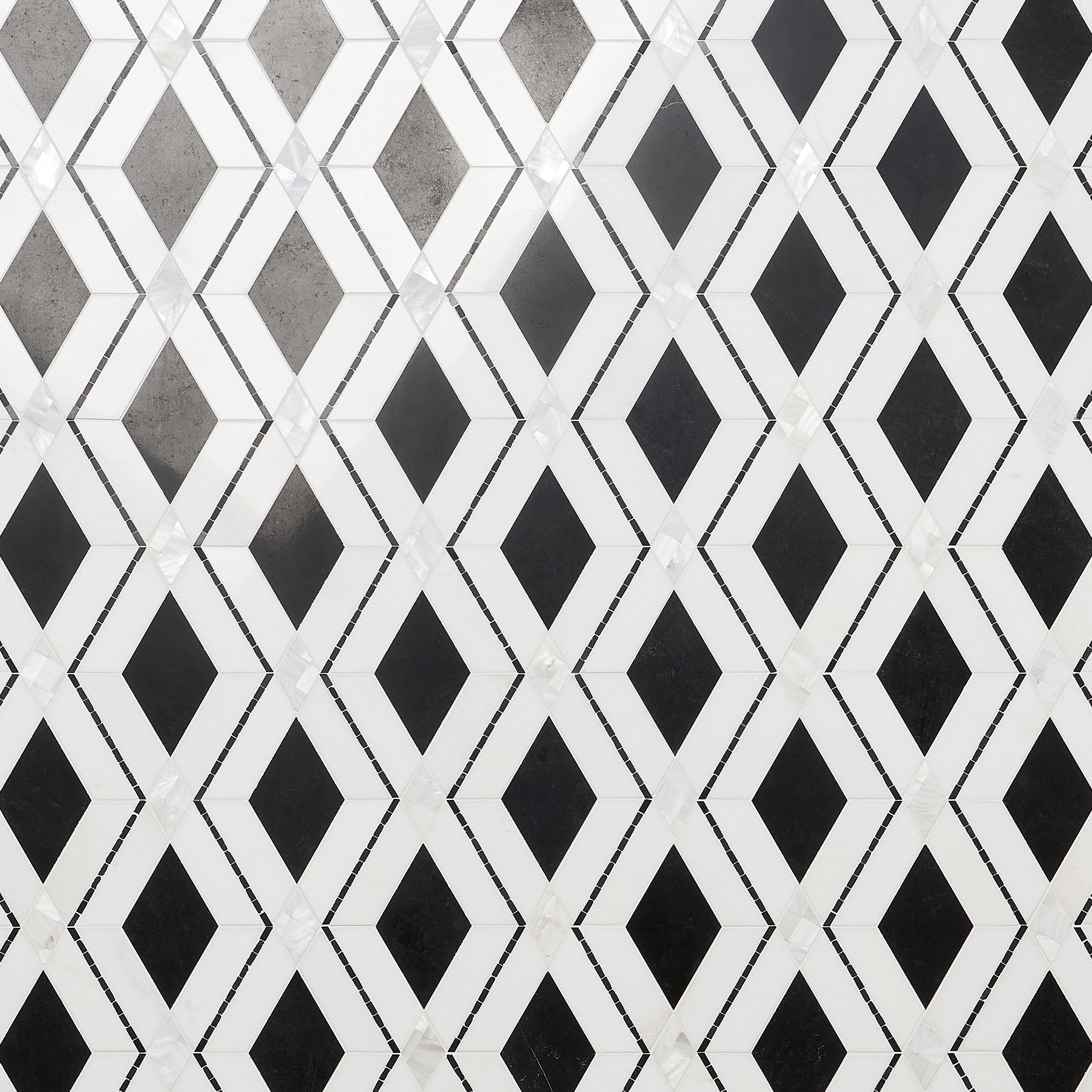 Artmore Tile EXT3RD109101 Spencer Nero Black 10-in x 10-in Polished Natural Stone Marble Look Mosaic Wall Tile (0.69-sq. ft/ Piece)