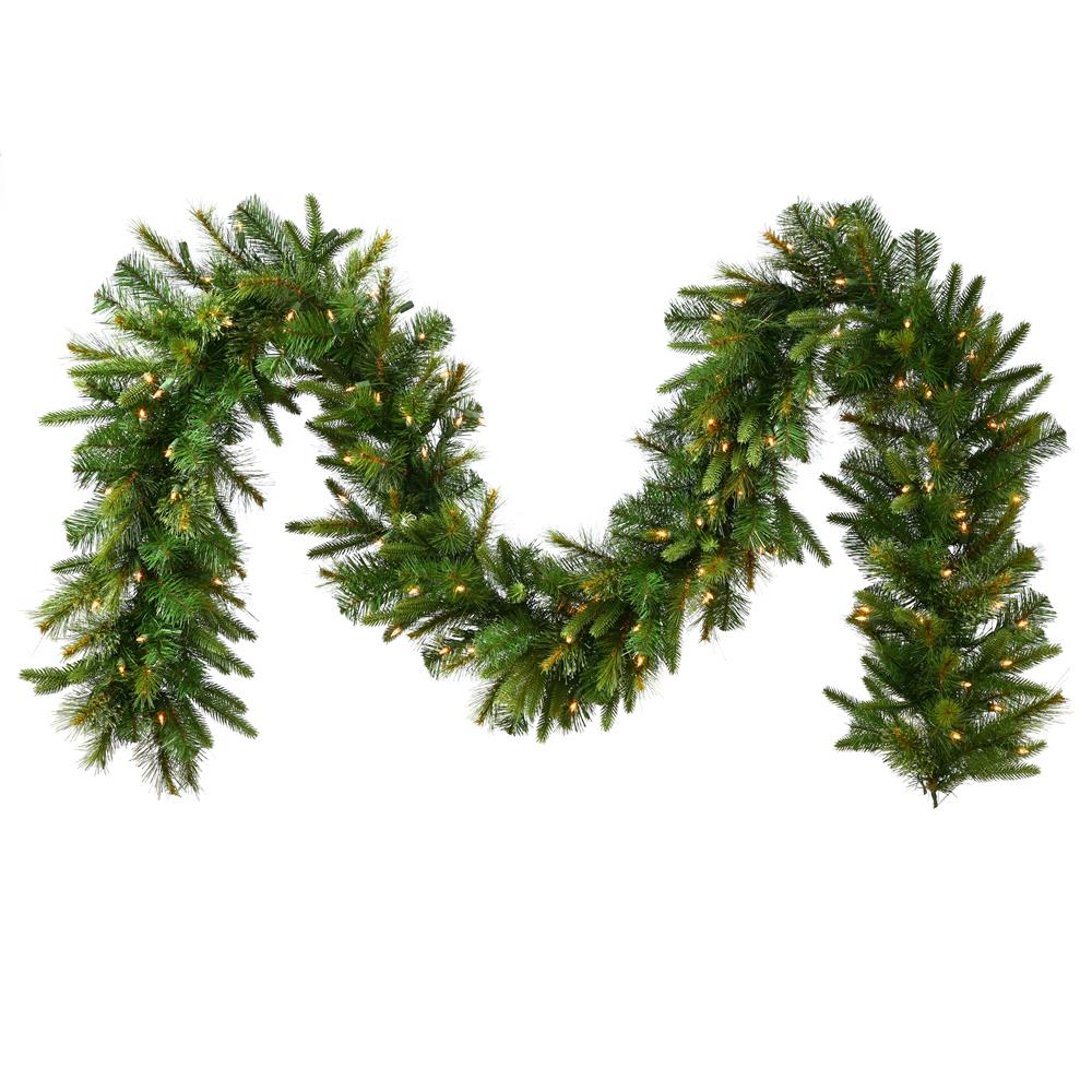 Vickerman Indoor Pre-lit Electrical Outlet 9-ft Pine Garland With White ...