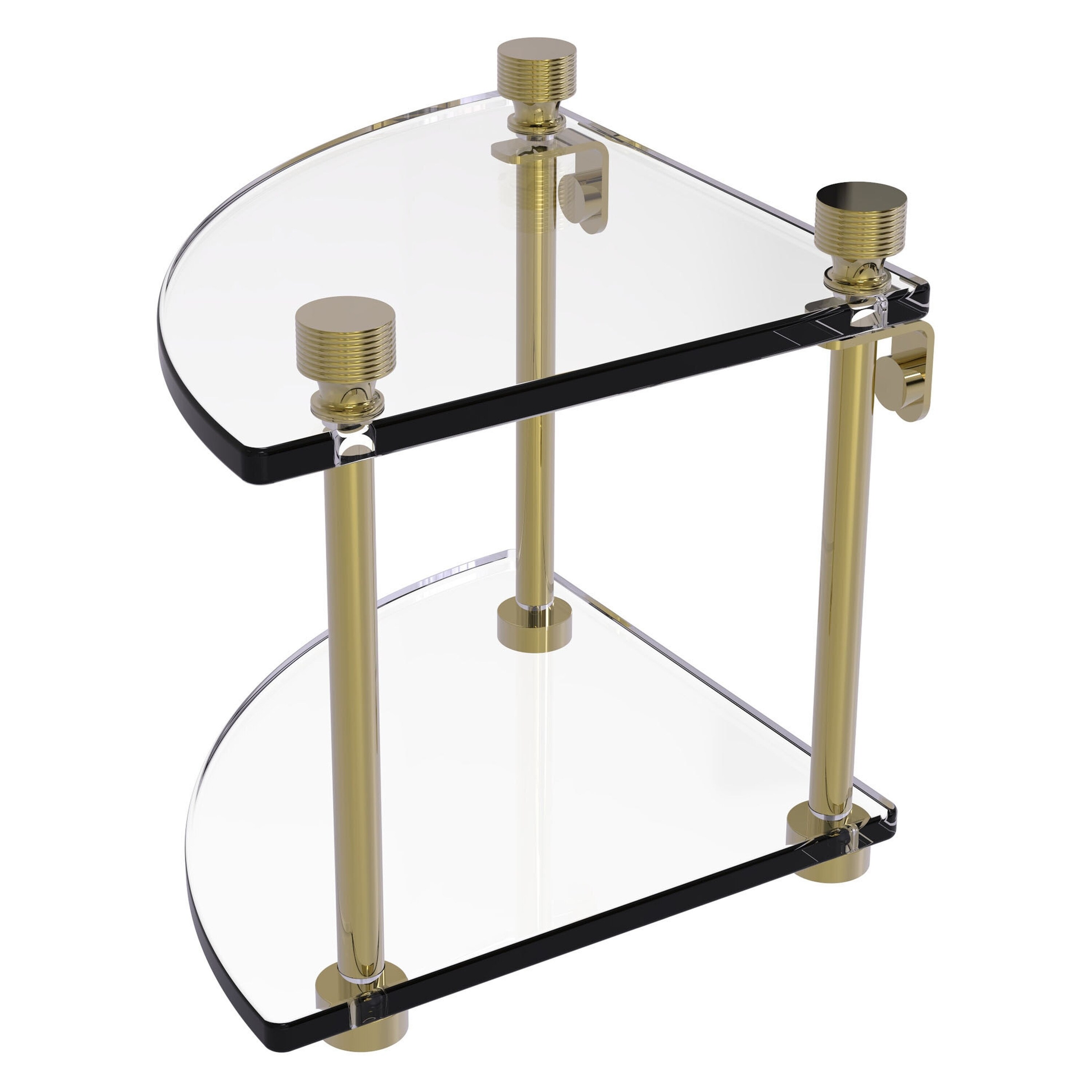 Allied Brass FT-3-UNL Foxtrot Unlacquered Brass 2 -Tier Wall mount Bathroom Shelf ( 8-in x 8-in x 8-in )