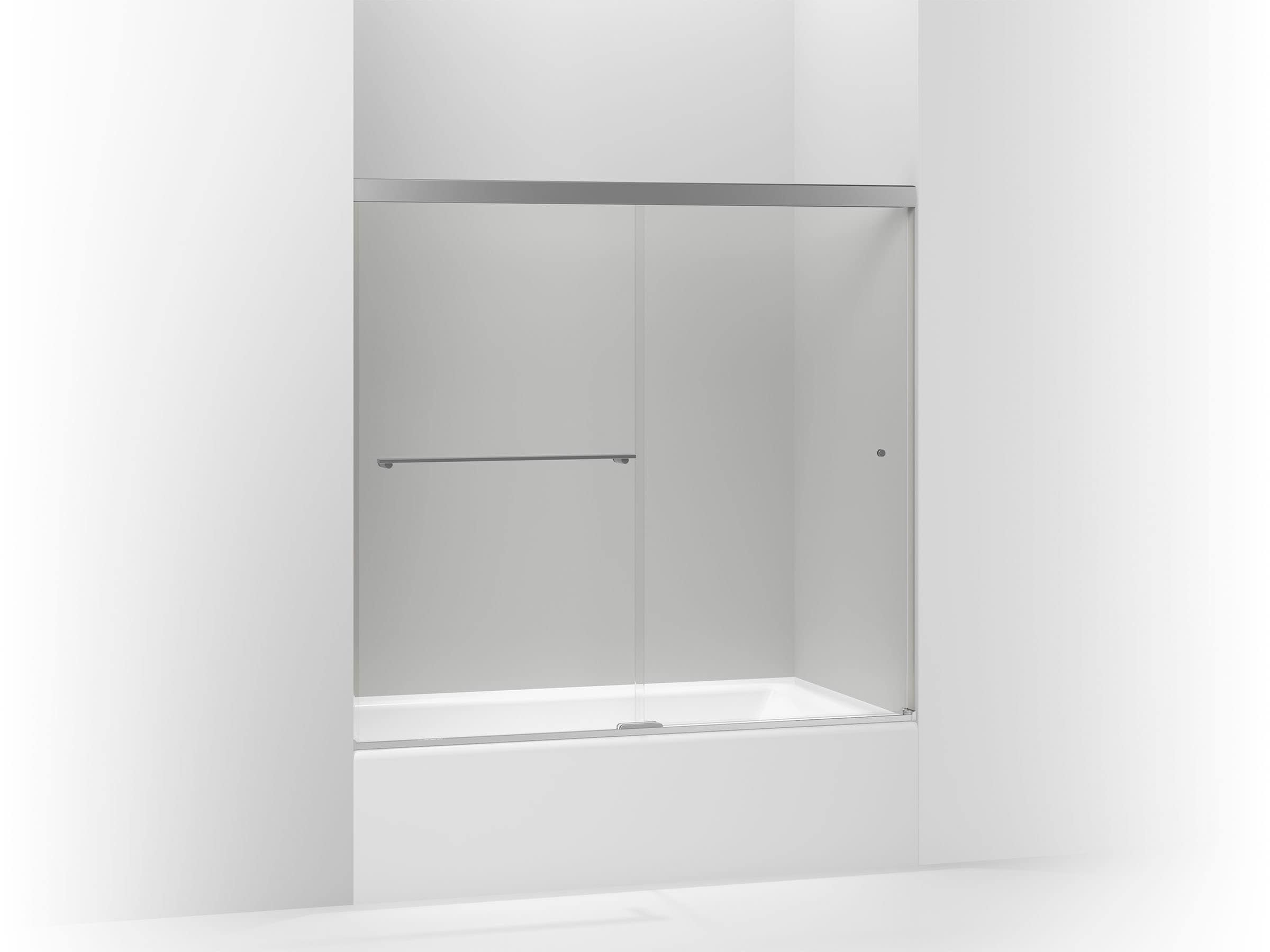 KOHLER 707002-L-SHP Revel Bright silver 25-in W x 62.0000-in H Frameless Sliding Soft Close Bathtub door