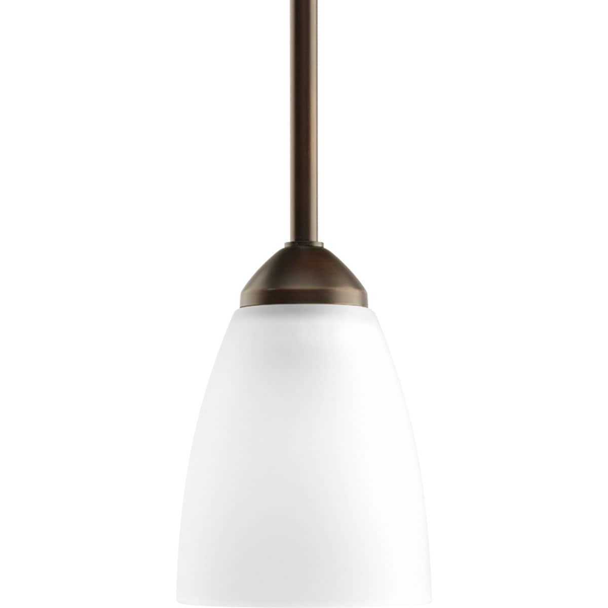 Progress Lighting P5113-20 Gather Antique Bronze Traditional Etched glass Cone Mini Hanging Pendant light